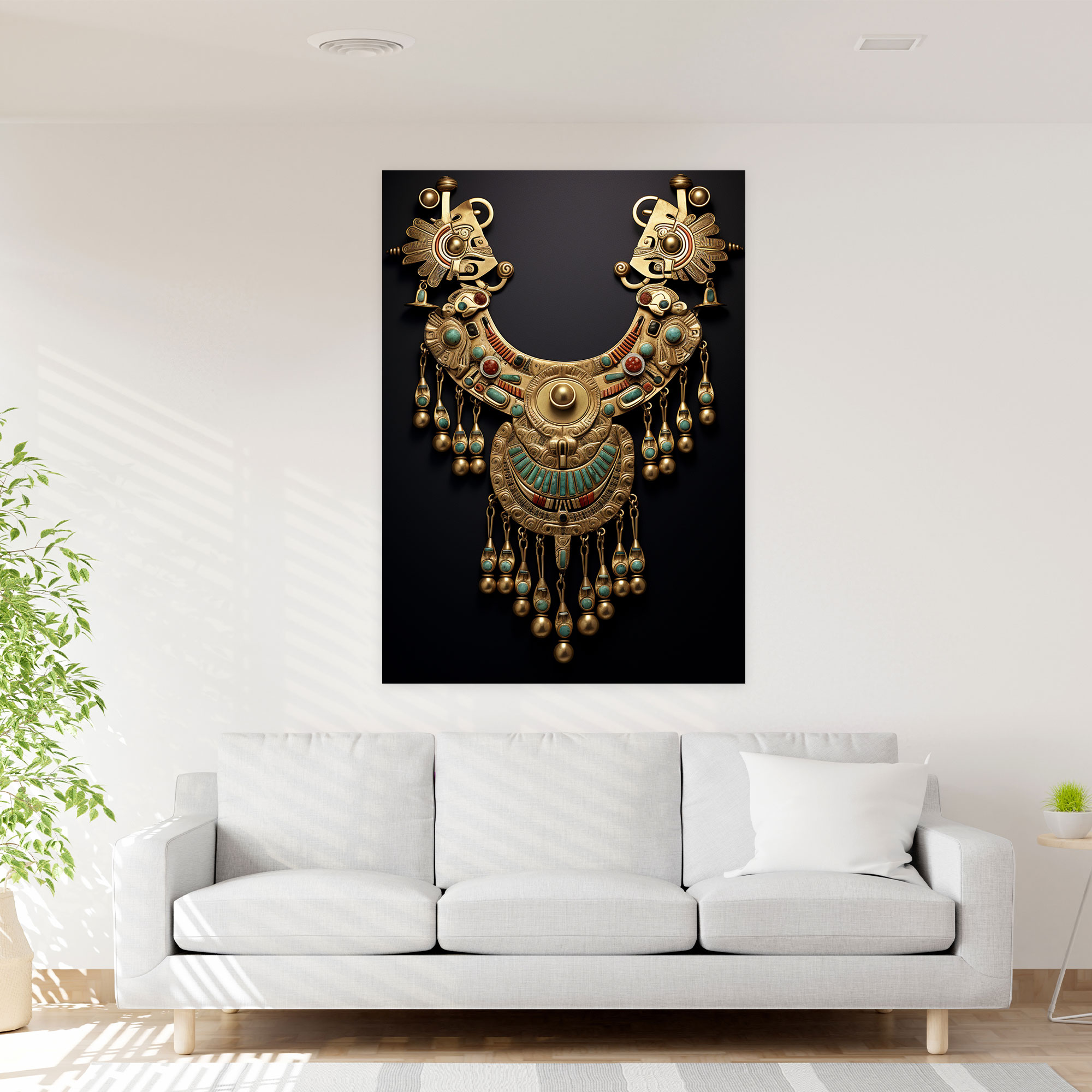 Inca Civilization Canvas Print - Golden Inca Jewelry Wall Art - Mayan, Inca Civilization Art, Inca Motifs, Home Decoration