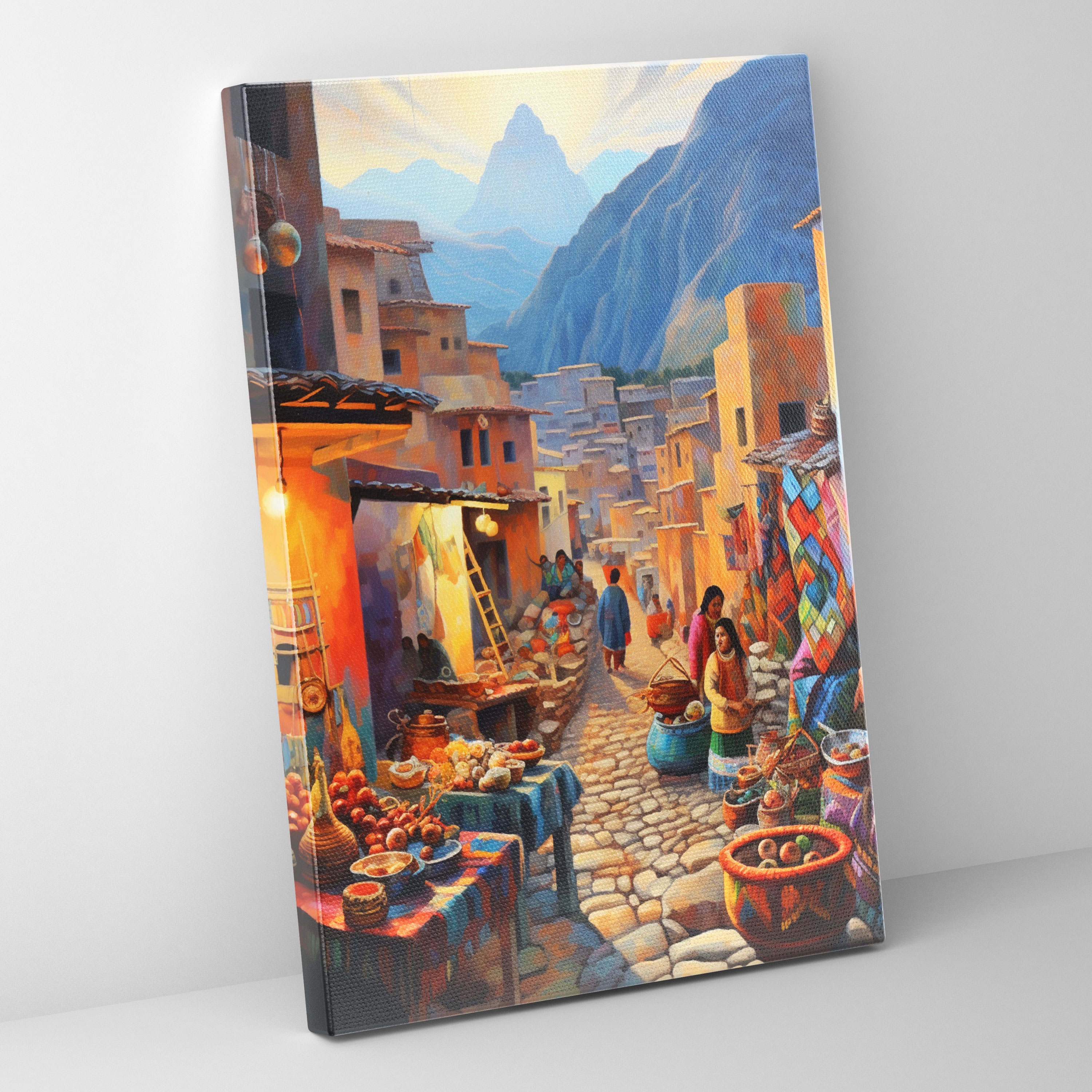 Inca Civilization Canvas Print - Vibrant Marketplace Wall Art - Mayan, Canvas, Home Decoration, Canvas Wall Art