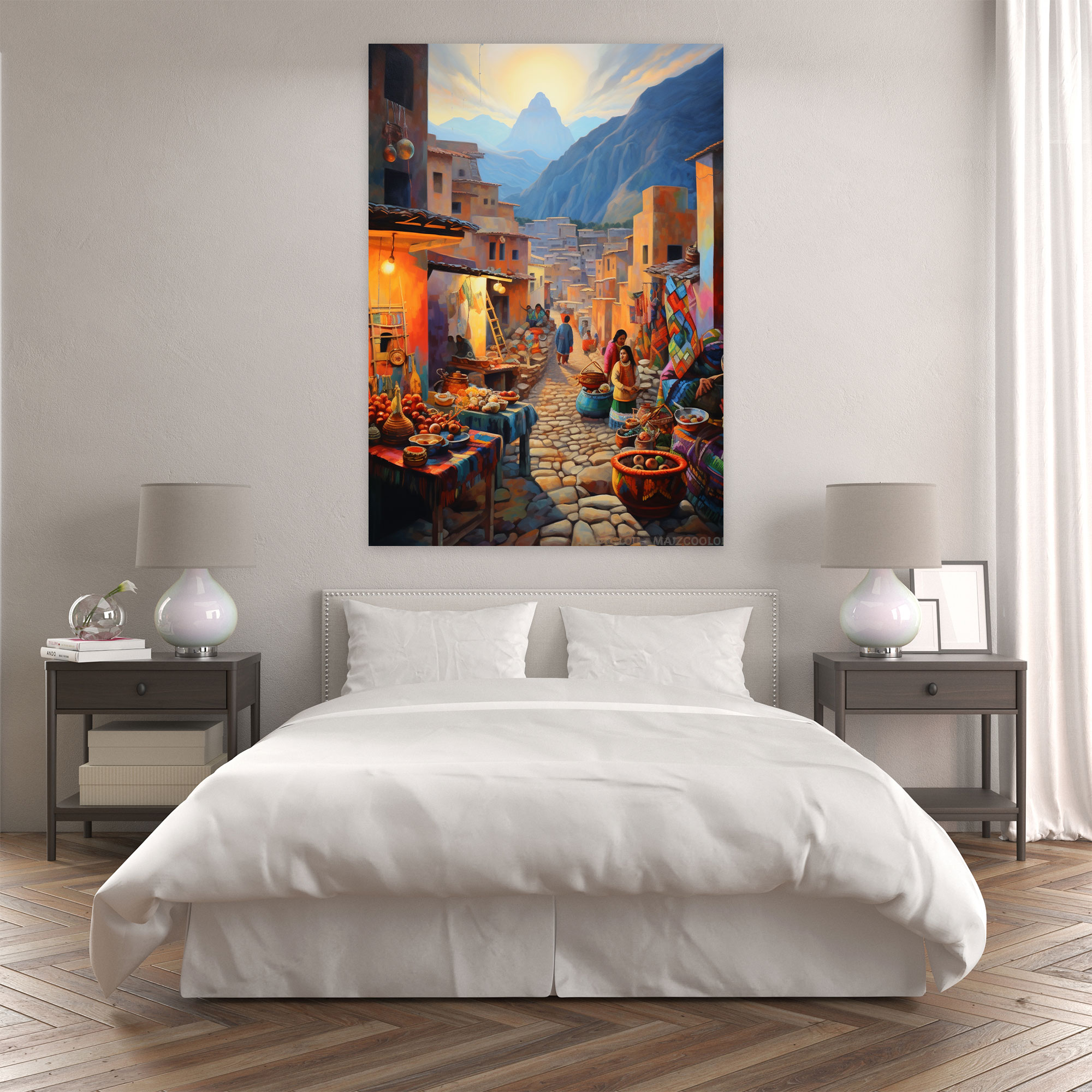Inca Civilization Canvas Print - Vibrant Marketplace Wall Art - Mayan, Canvas, Home Decoration, Canvas Wall Art