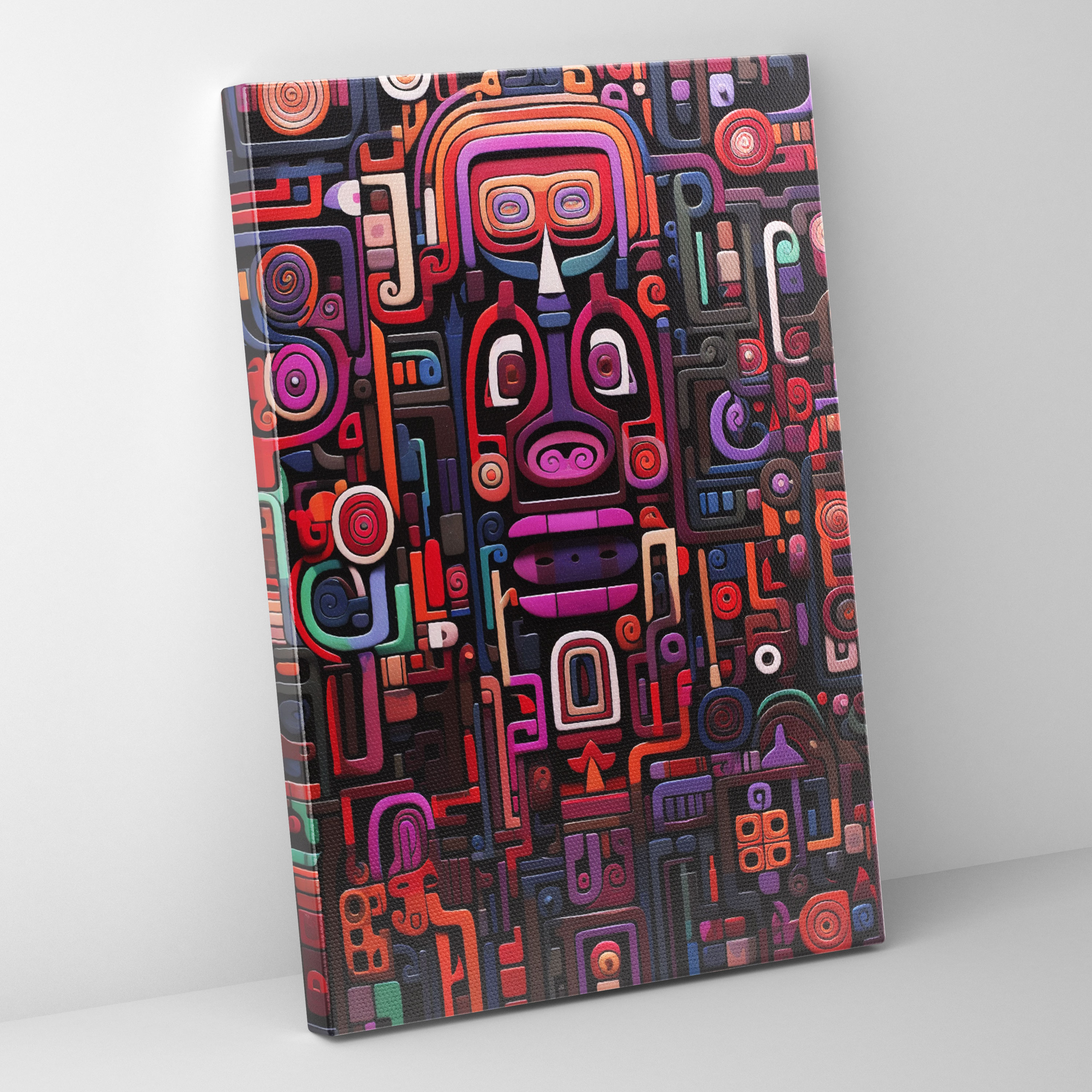 Inca Civilization Abstract Canvas Print - Mayan, Inca Symbols, Contemporary Artwork, Canvas
