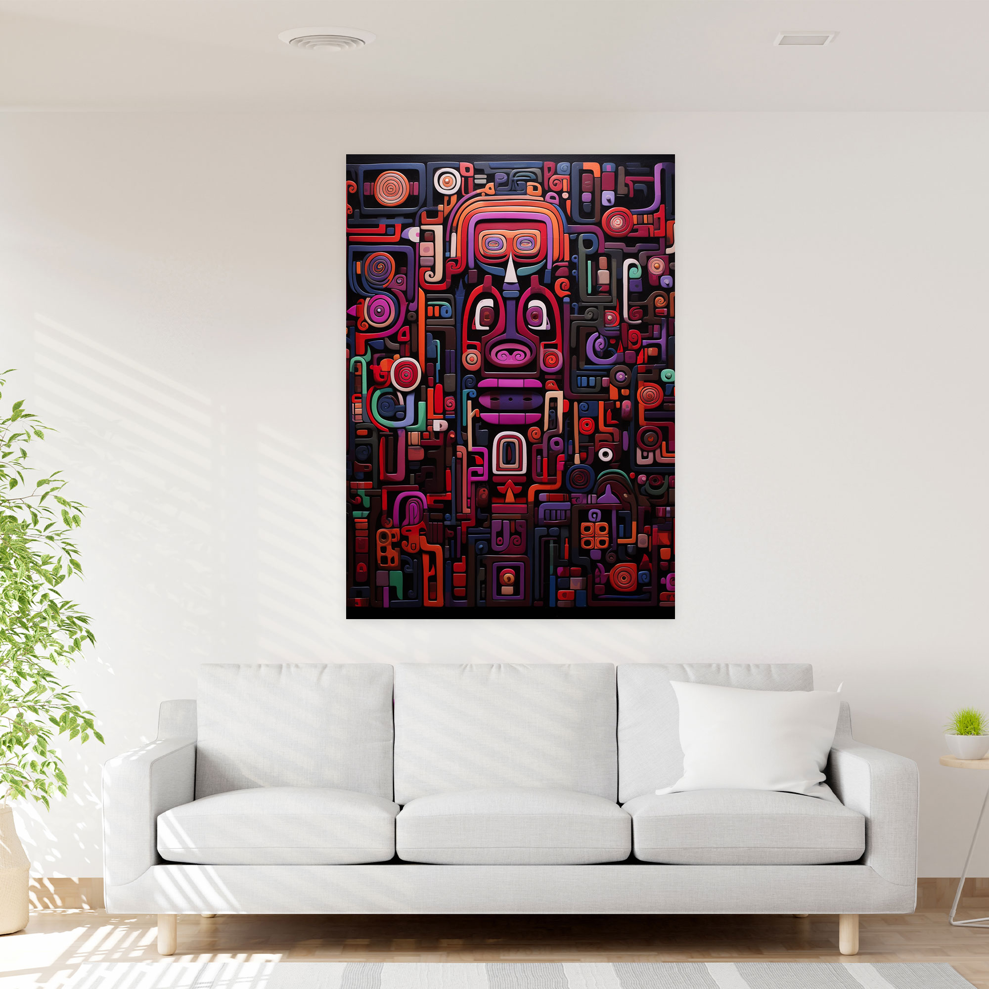 Inca Civilization Abstract Canvas Print - Mayan, Inca Symbols, Contemporary Artwork, Canvas