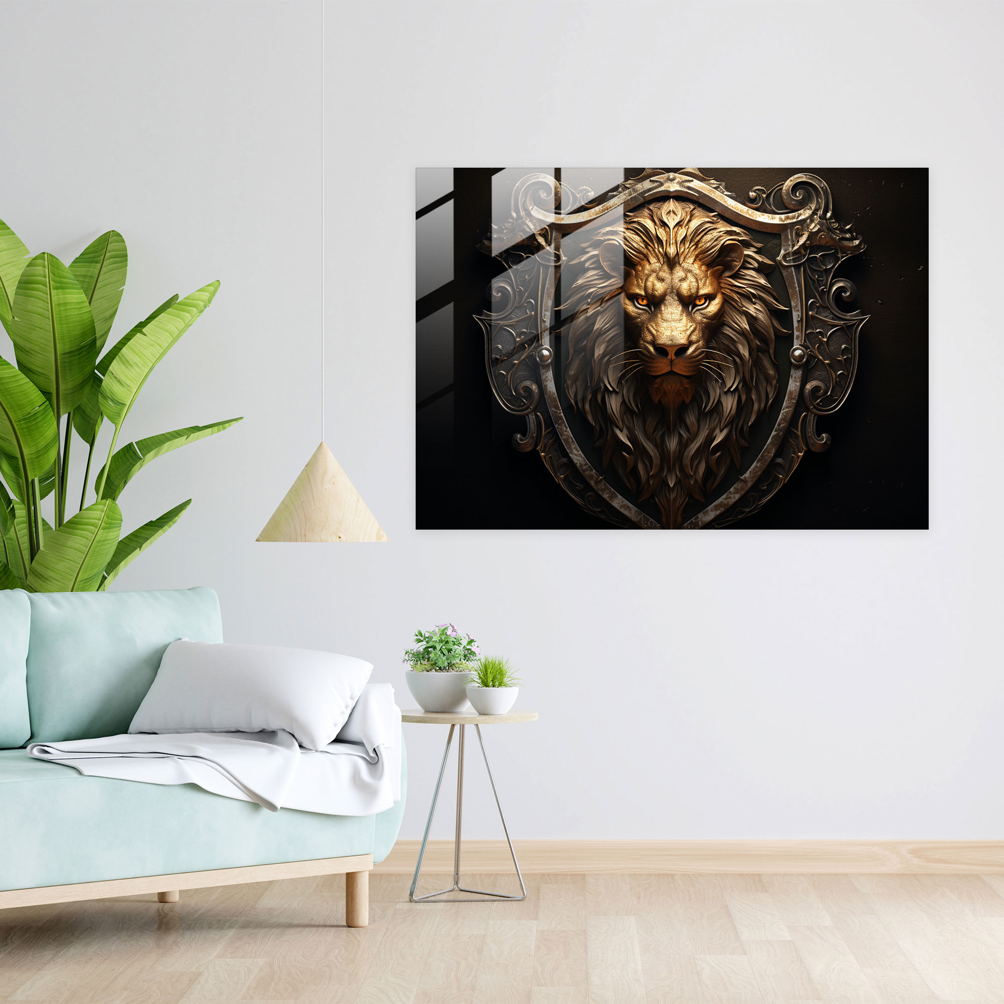 Medieval Crest Glass Print - Medieval, Glass Print, Heraldic Crest, Majestic Lion