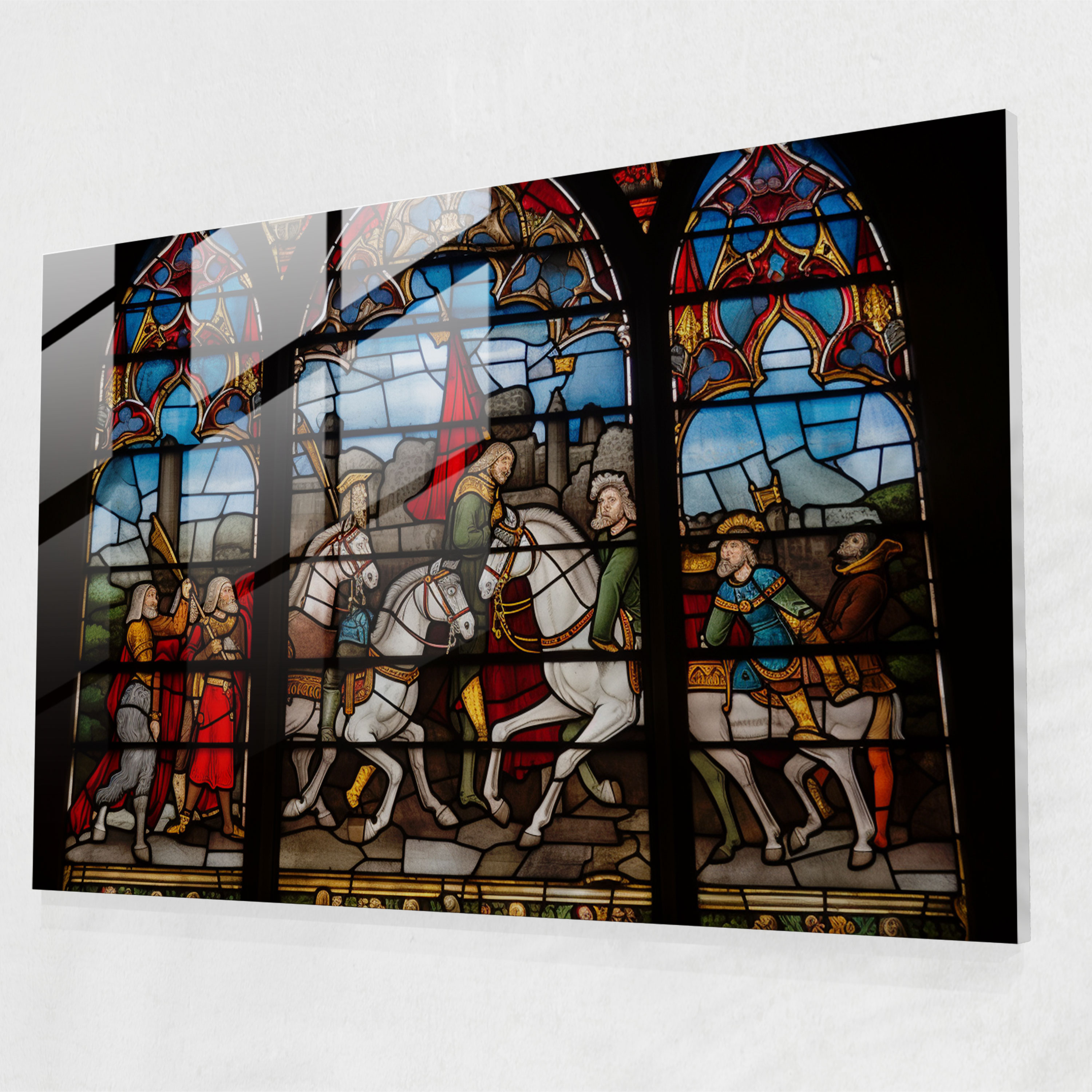 Medieval Cathedral Glass Print - Medieval, Modern Art, Glass Wall Art, Jousting Tournament