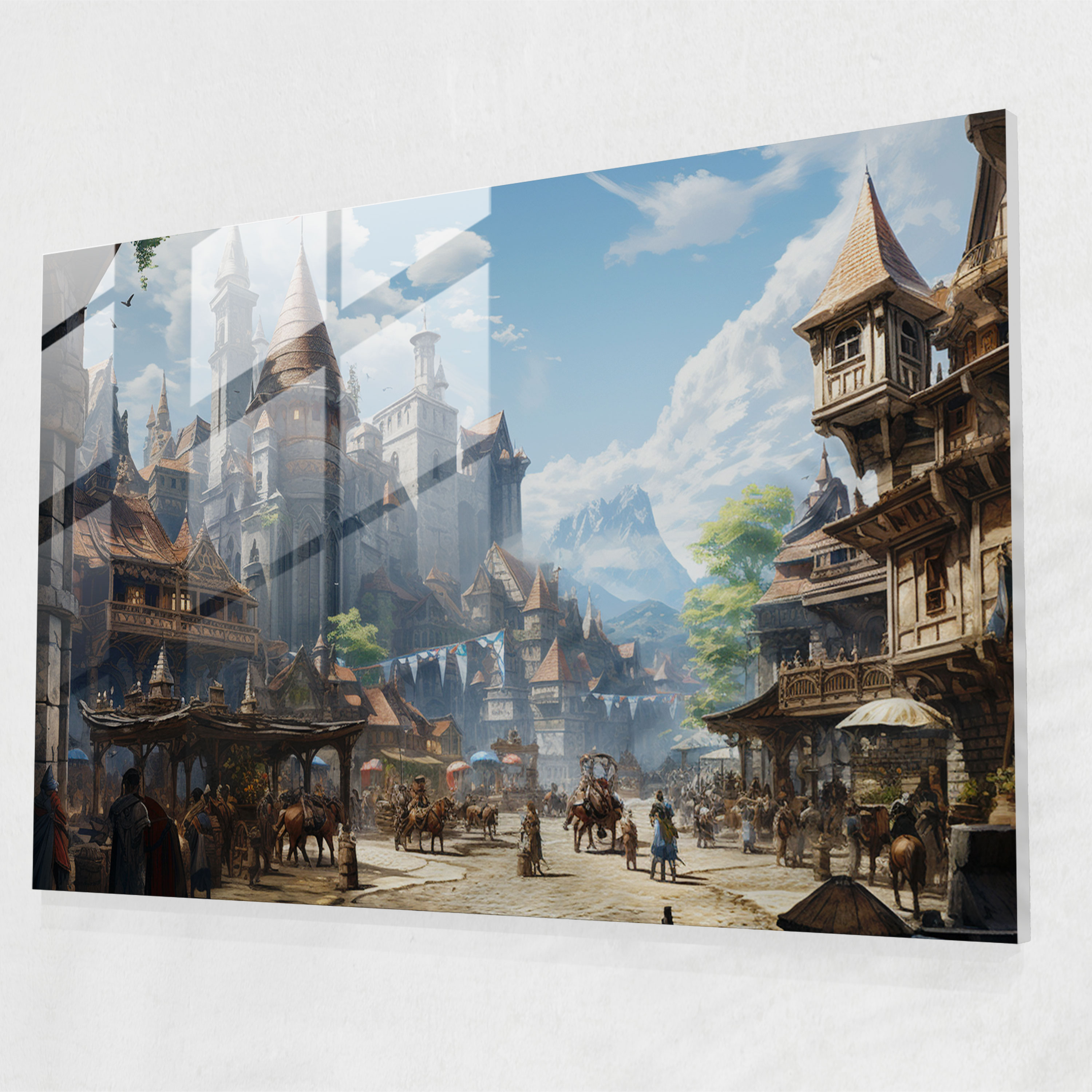 Medieval City Glass Print - Medieval, Knights, Medieval, Cityscape