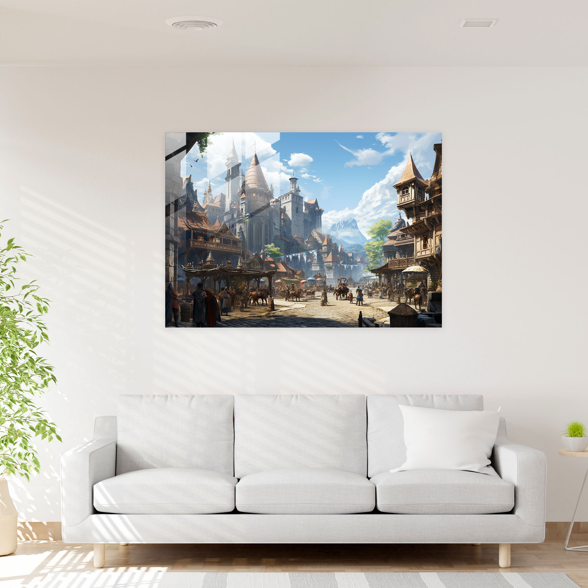 Medieval City Glass Print - Medieval, Knights, Medieval, Cityscape