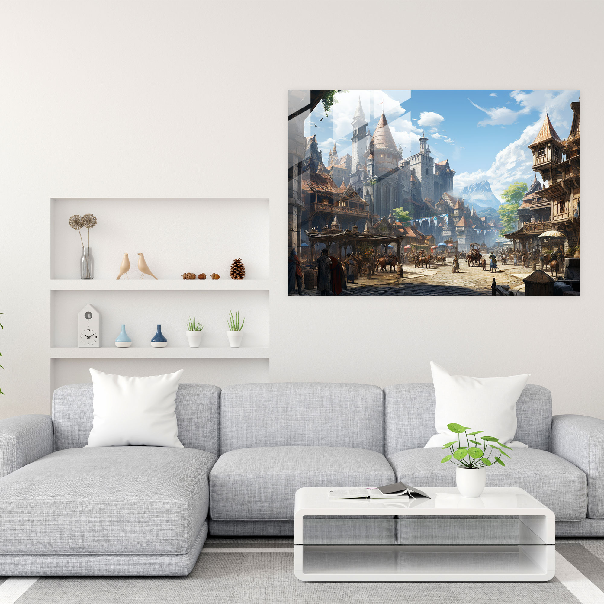 Medieval City Glass Print - Medieval, Knights, Medieval, Cityscape