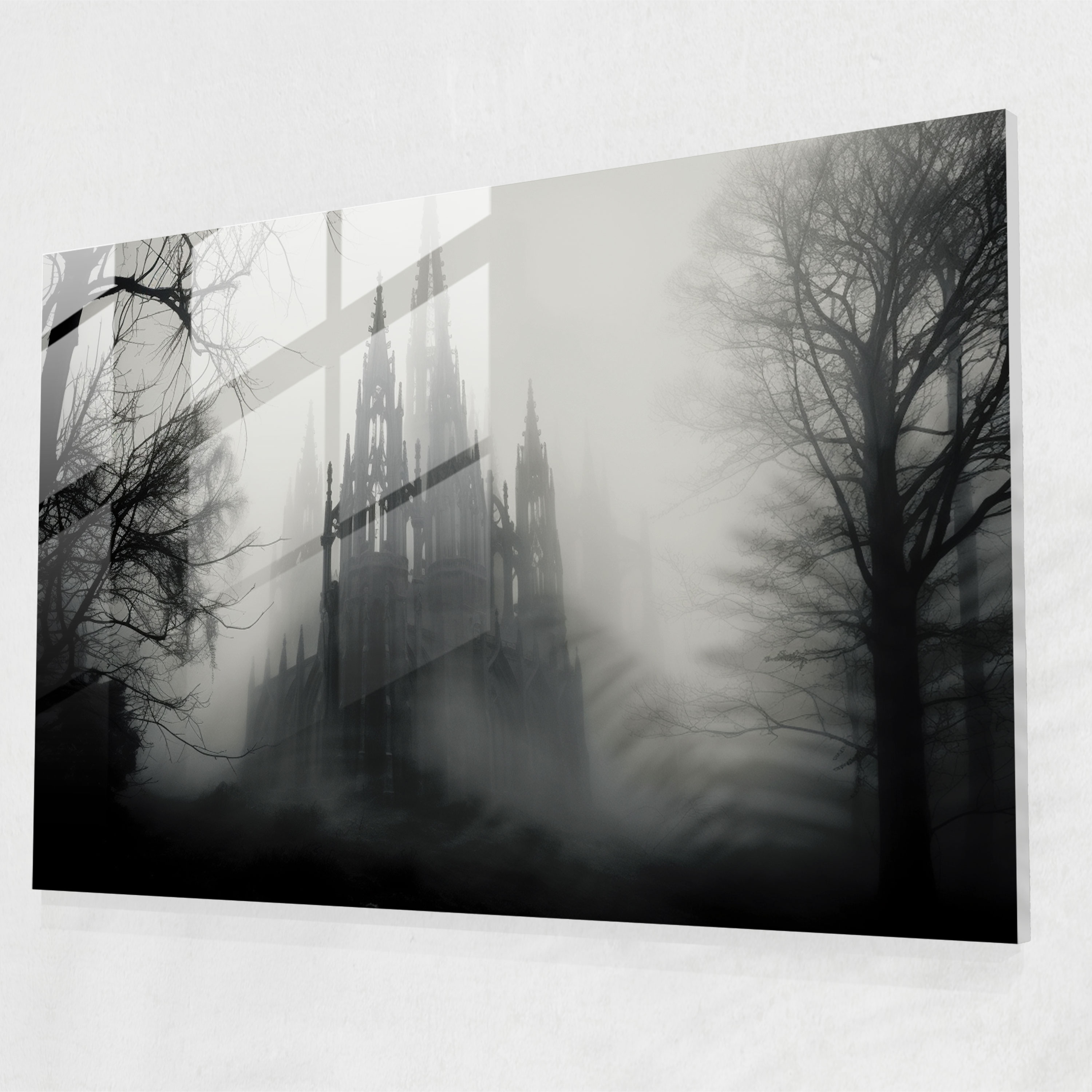 Gothic Glass Print - Medieval, Glass Print, Mist, Mysterious