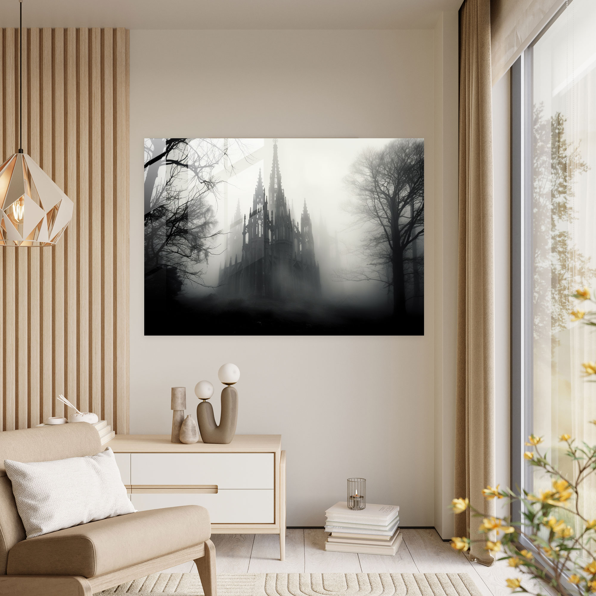 Gothic Glass Print - Medieval, Glass Print, Mist, Mysterious