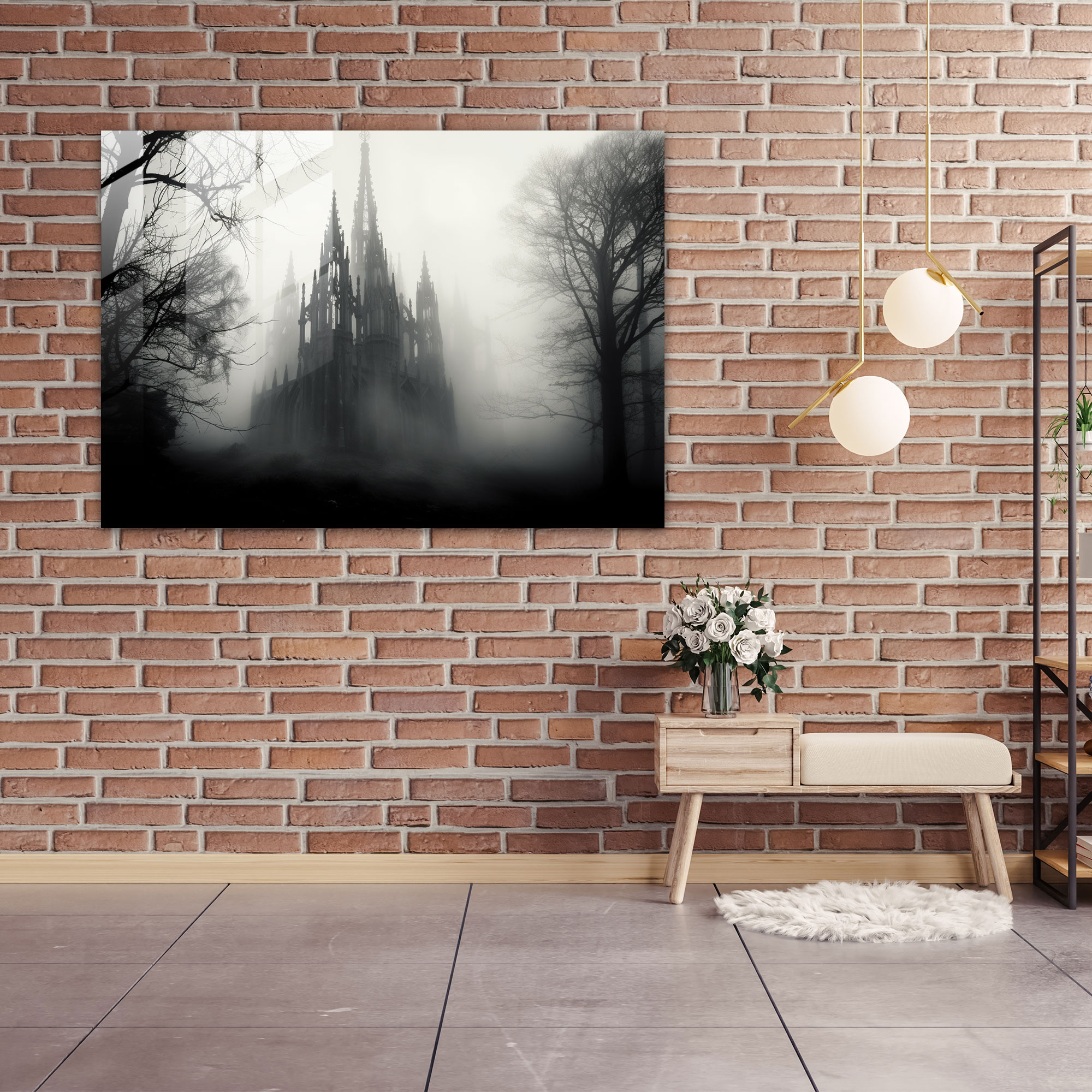 Gothic Glass Print - Medieval, Glass Print, Mist, Mysterious