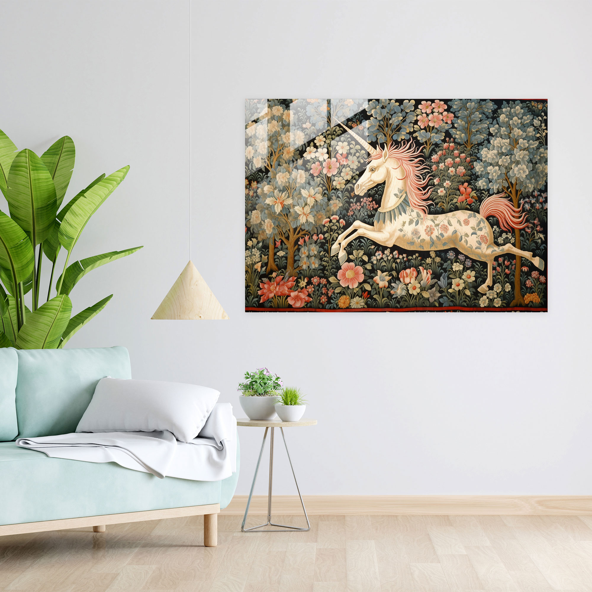 Medieval Unicorn Glass Print - Medieval, Medieval, Whimsy, Home Decoration