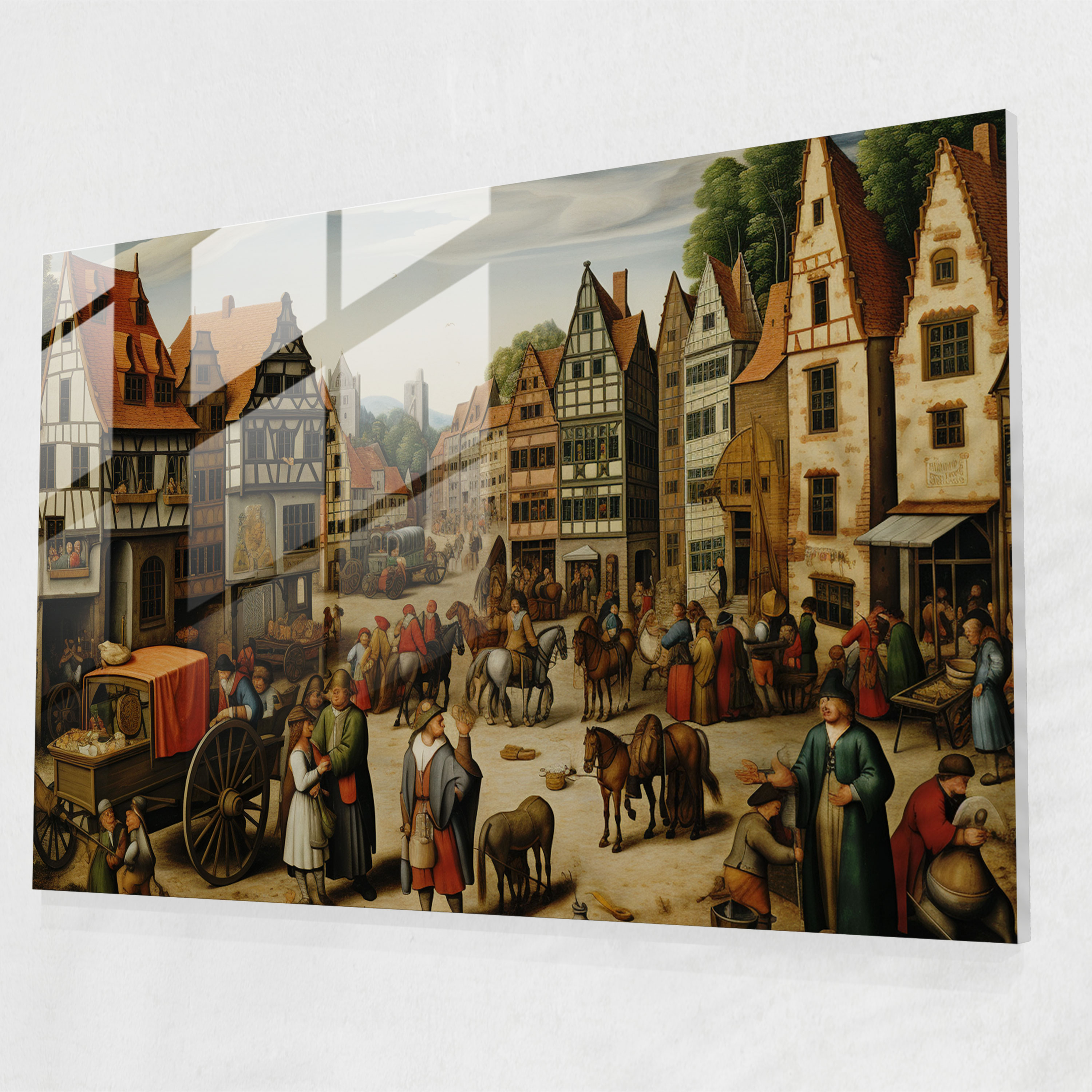 Medieval Village Glass Print - Medieval, Glass Wall Art, Peasants, Medieval