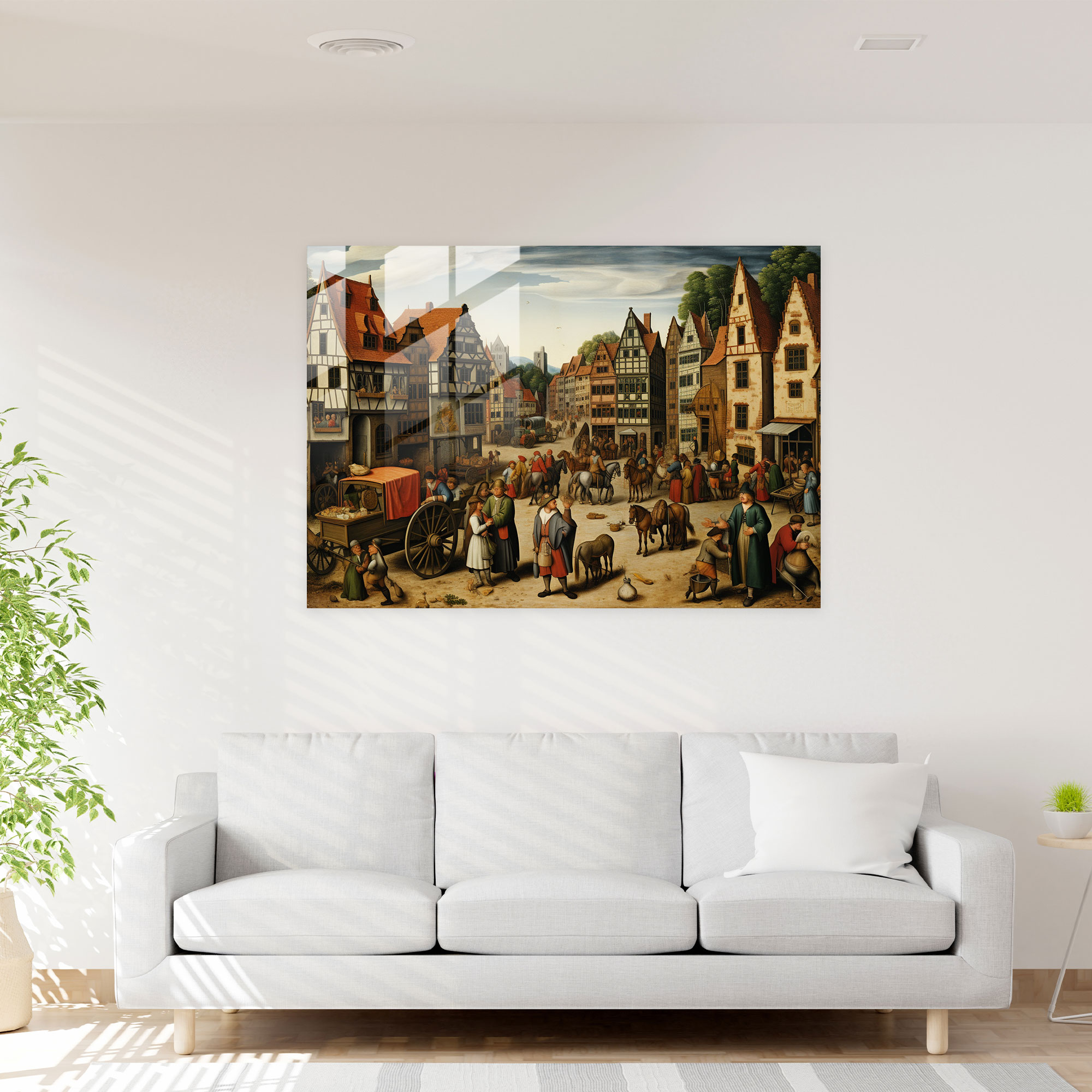 Medieval Village Glass Print - Medieval, Glass Wall Art, Peasants, Medieval