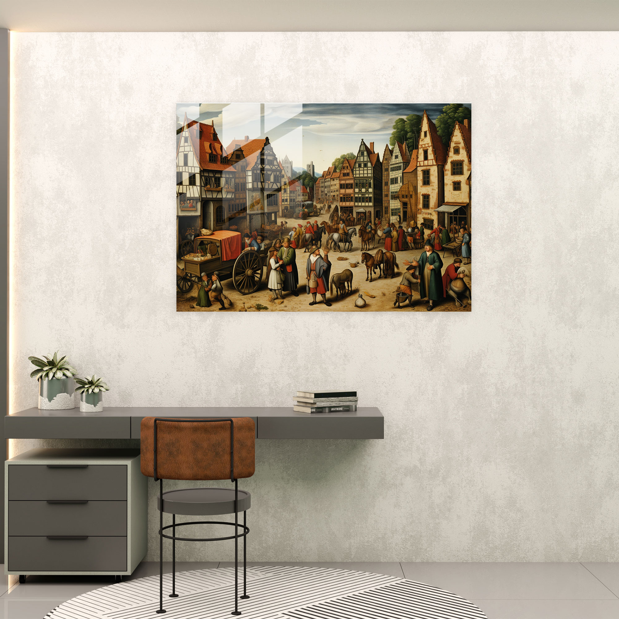 Medieval Village Glass Print - Medieval, Glass Wall Art, Peasants, Medieval