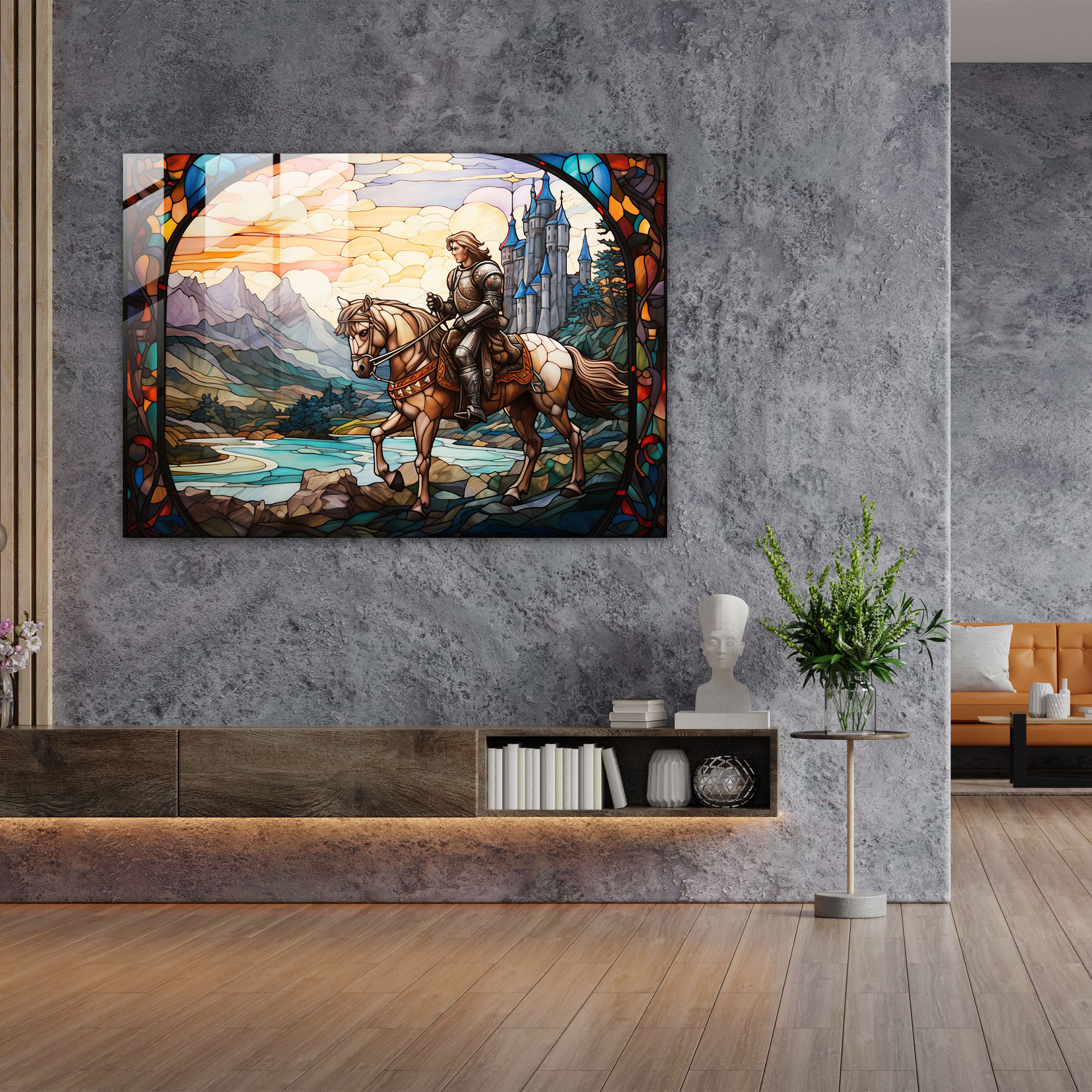 Medieval Knight Glass Print - Medieval, Stained Glass, Glass Wall Art, Glass Print