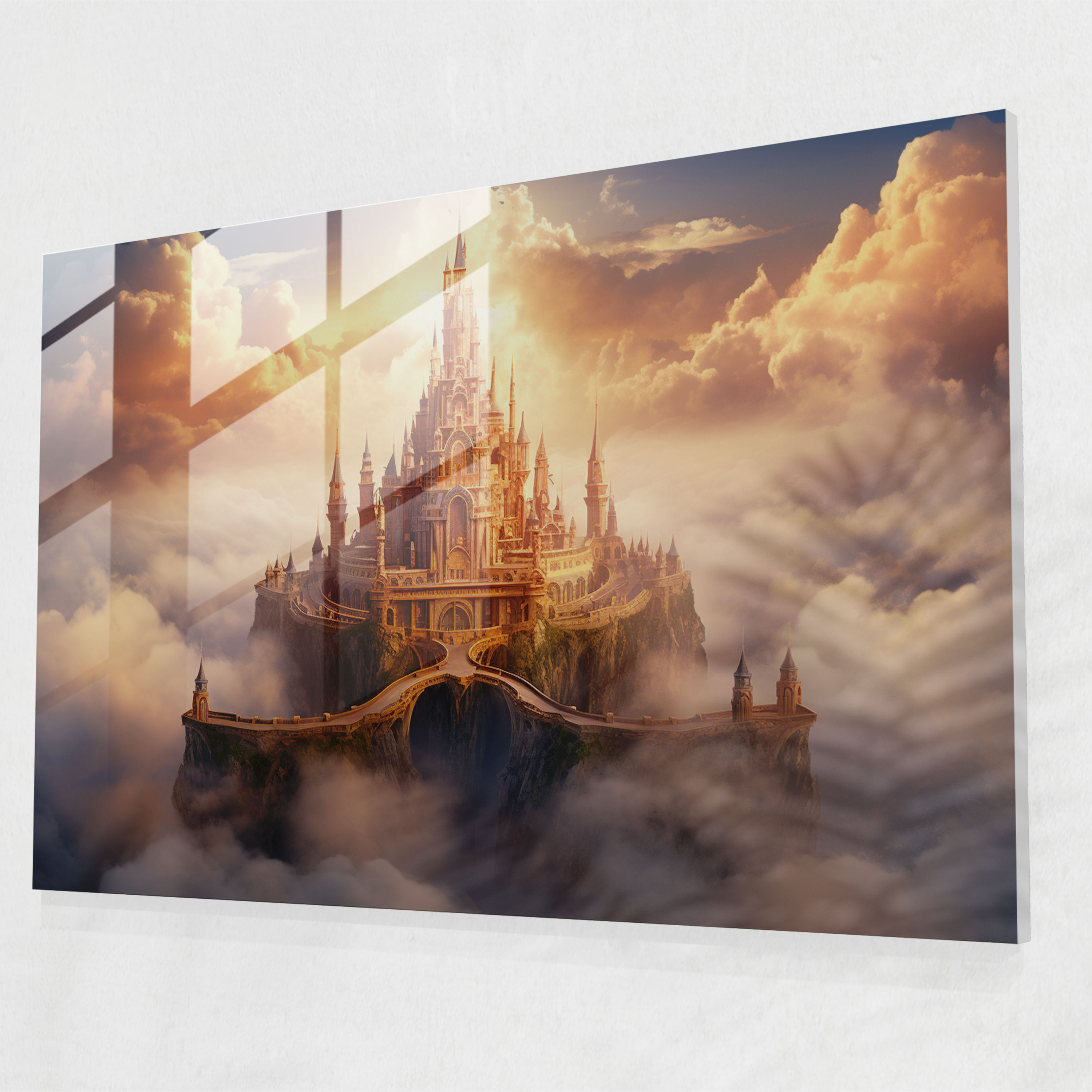 Floating Castle Glass Print - Medieval, Home Decoration, Medieval, Glass Wall Art
