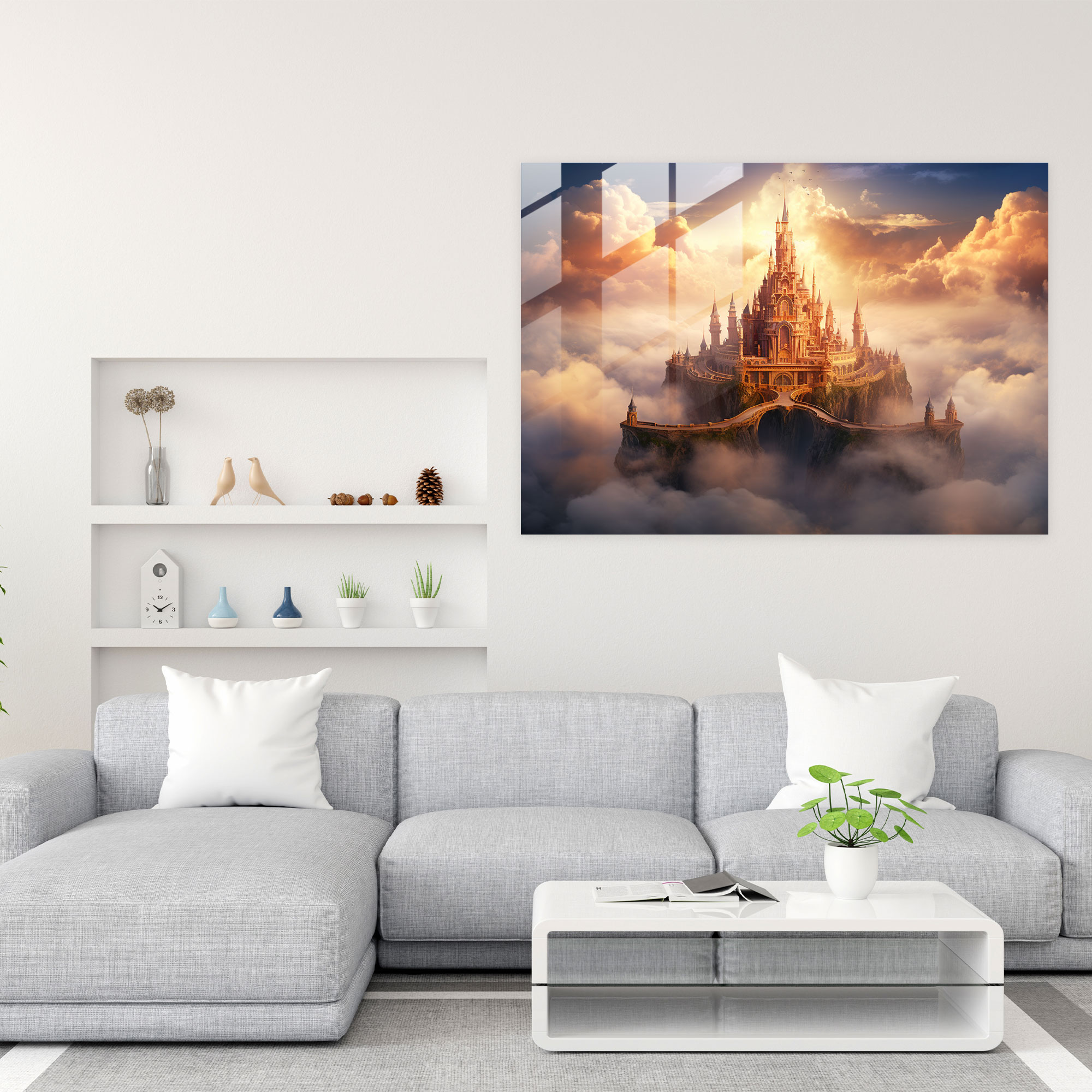 Floating Castle Glass Print - Medieval, Home Decoration, Medieval, Glass Wall Art