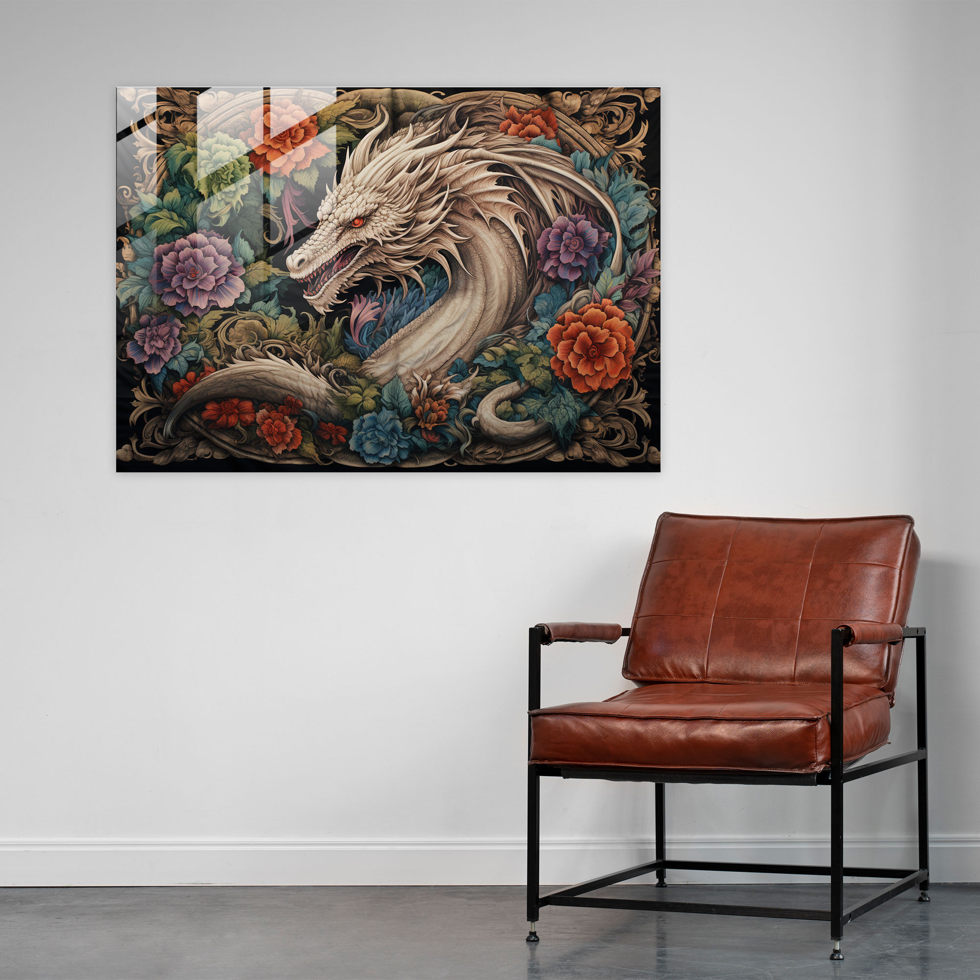 Mythical Dragon Glass Print - Medieval, Glass Print, Mythical Dragon, Enchanting Tapestry