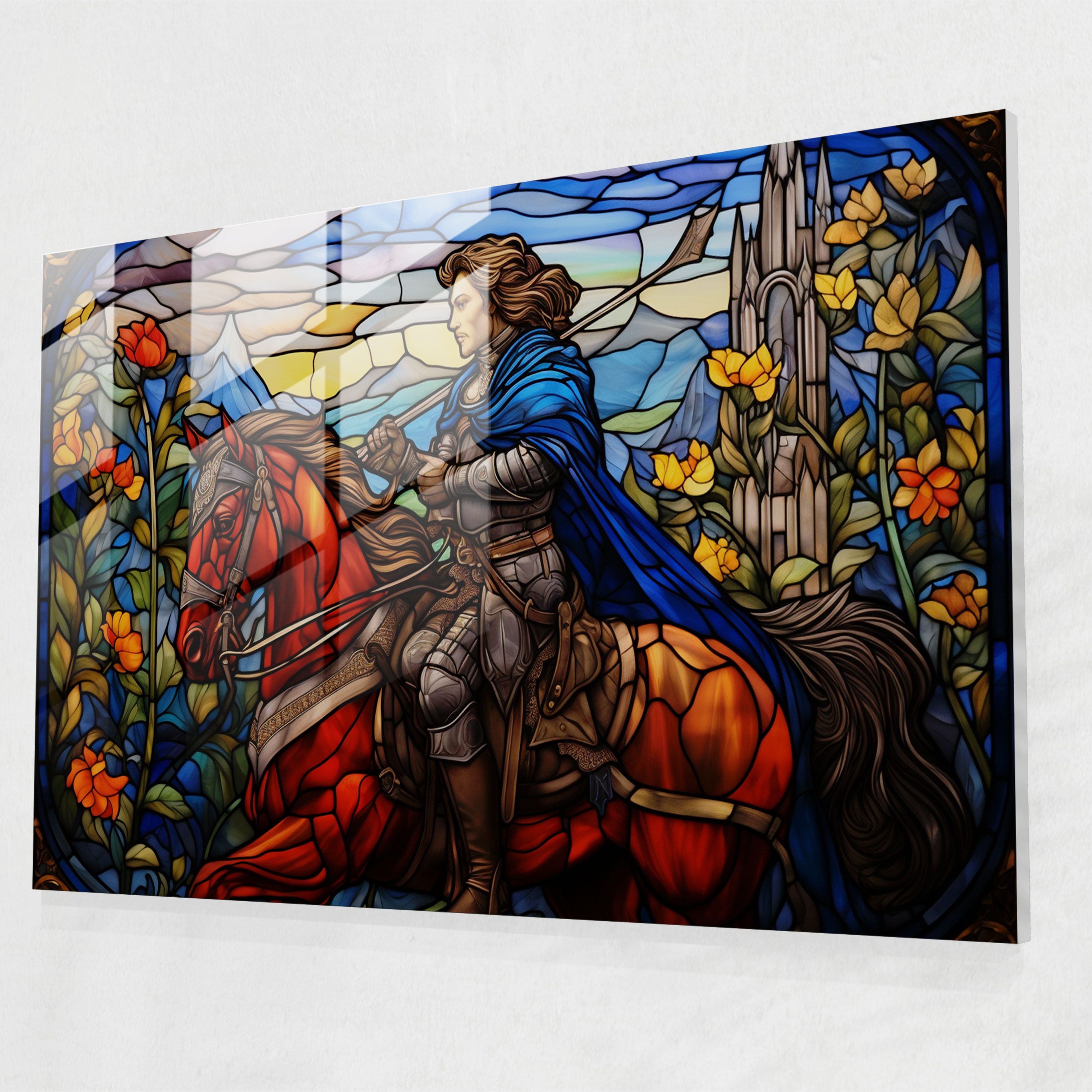 Medieval Knight Glass Print - Medieval, Modern Art, Knight, Wall Decoration