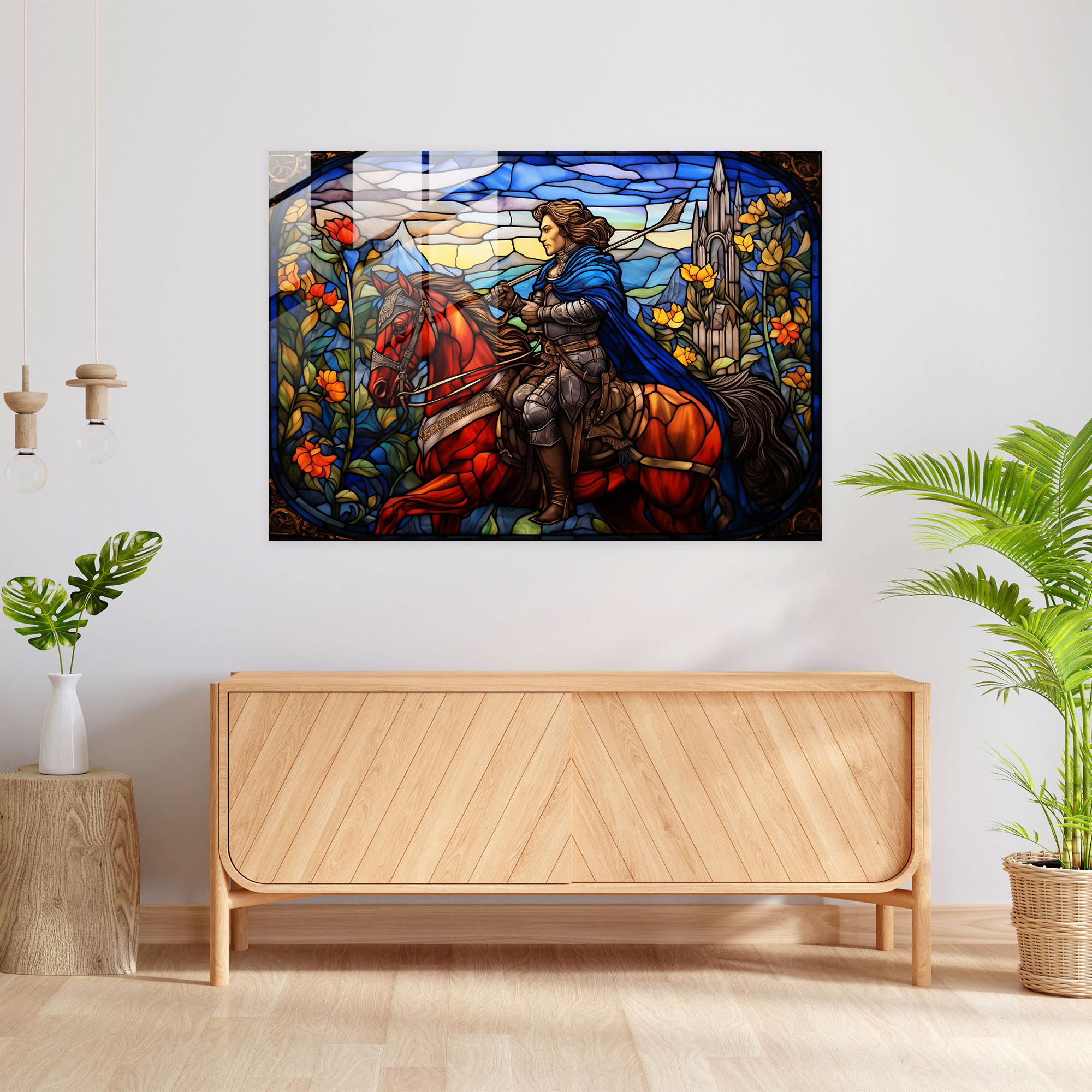 Medieval Knight Glass Print - Medieval, Modern Art, Knight, Wall Decoration