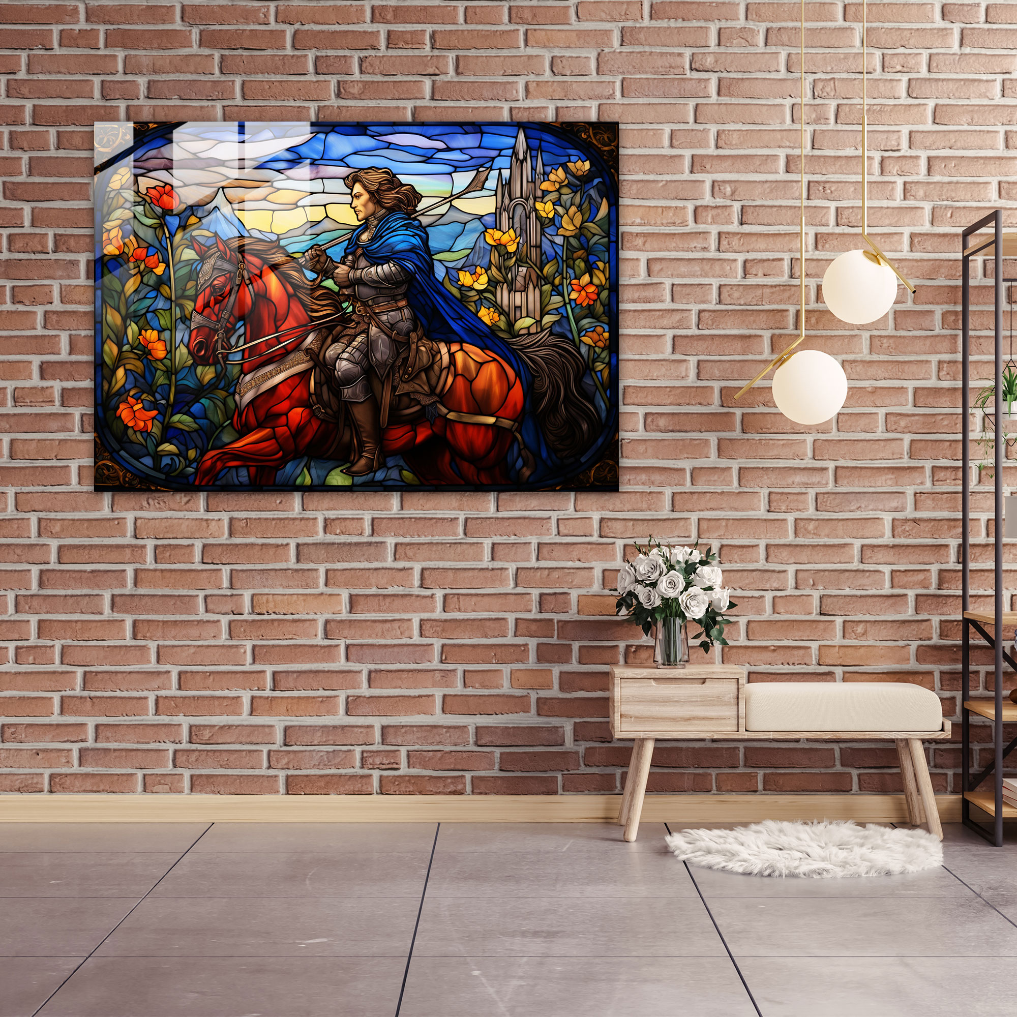 Medieval Knight Glass Print - Medieval, Modern Art, Knight, Wall Decoration