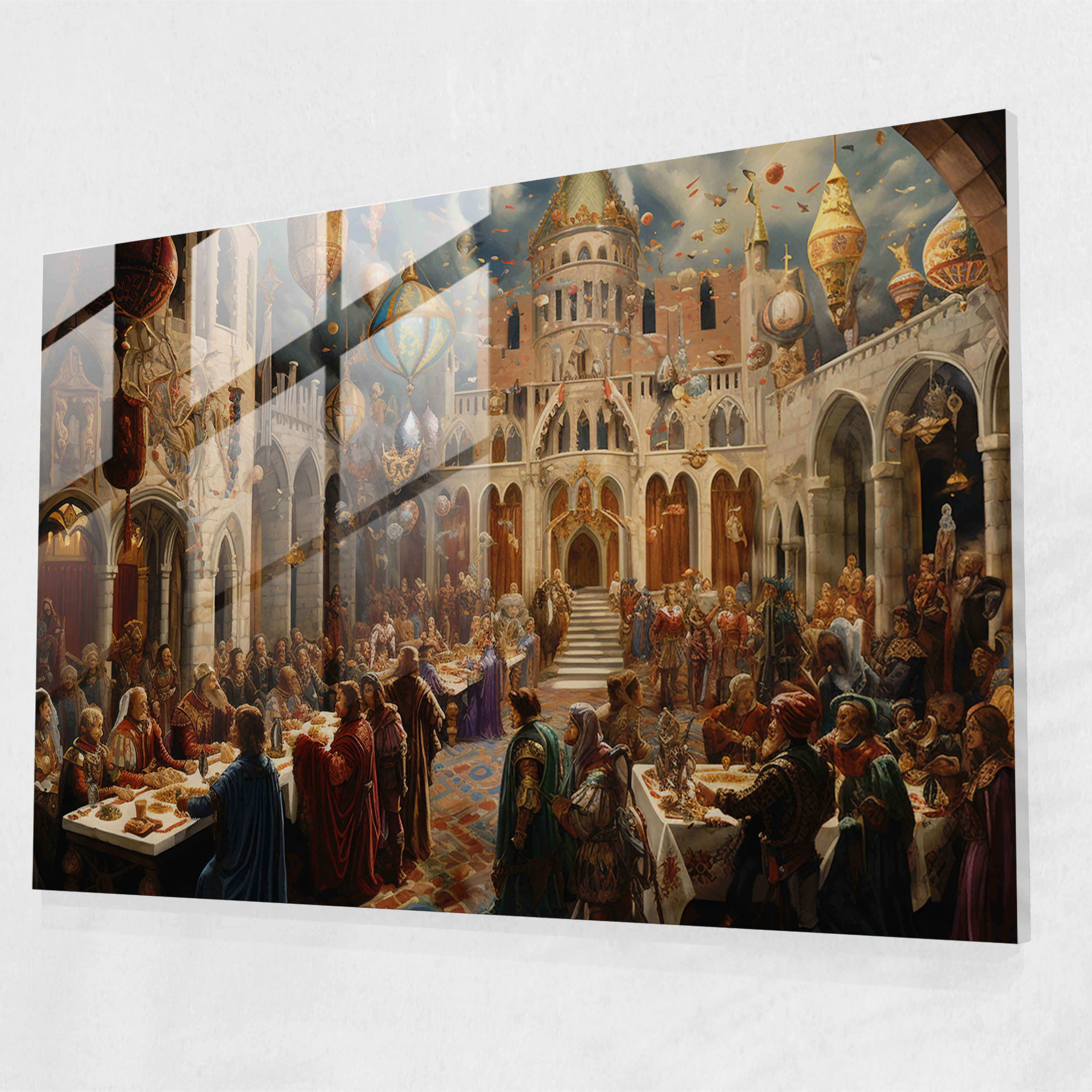Medieval Banquet Glass Print - Medieval, Medieval Celebration, Glass Wall Art, Modern Art