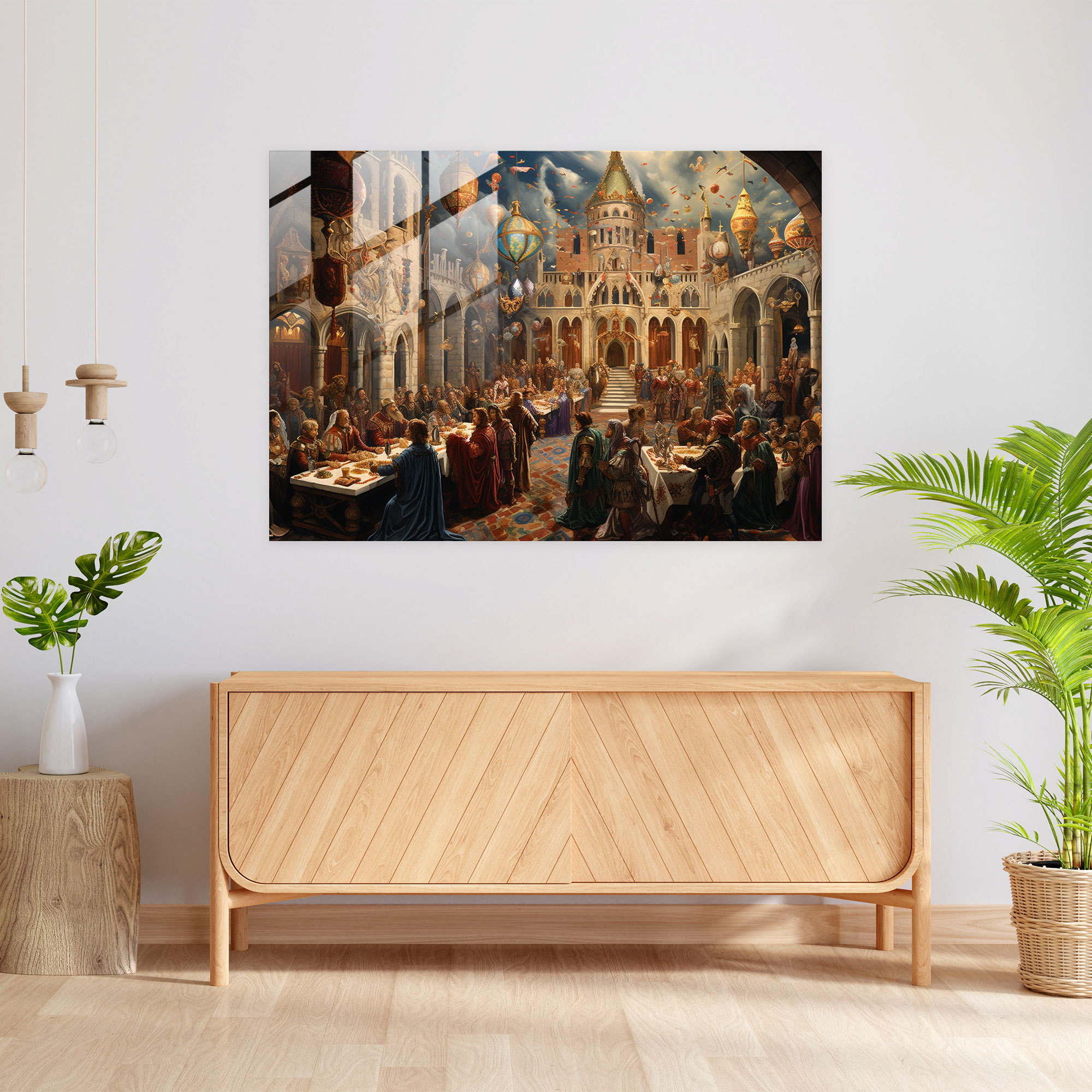 Medieval Banquet Glass Print - Medieval, Medieval Celebration, Glass Wall Art, Modern Art