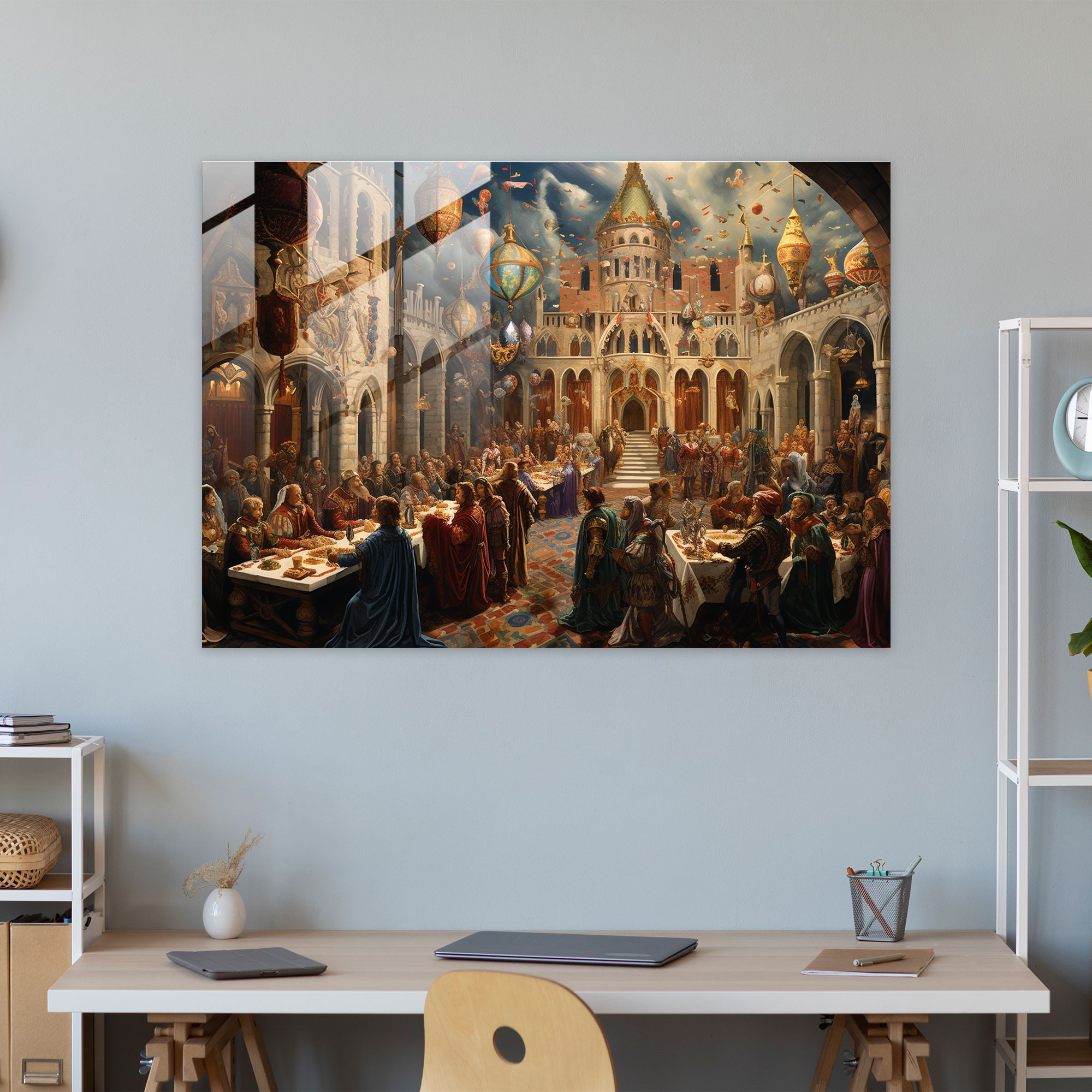 Medieval Banquet Glass Print - Medieval, Medieval Celebration, Glass Wall Art, Modern Art