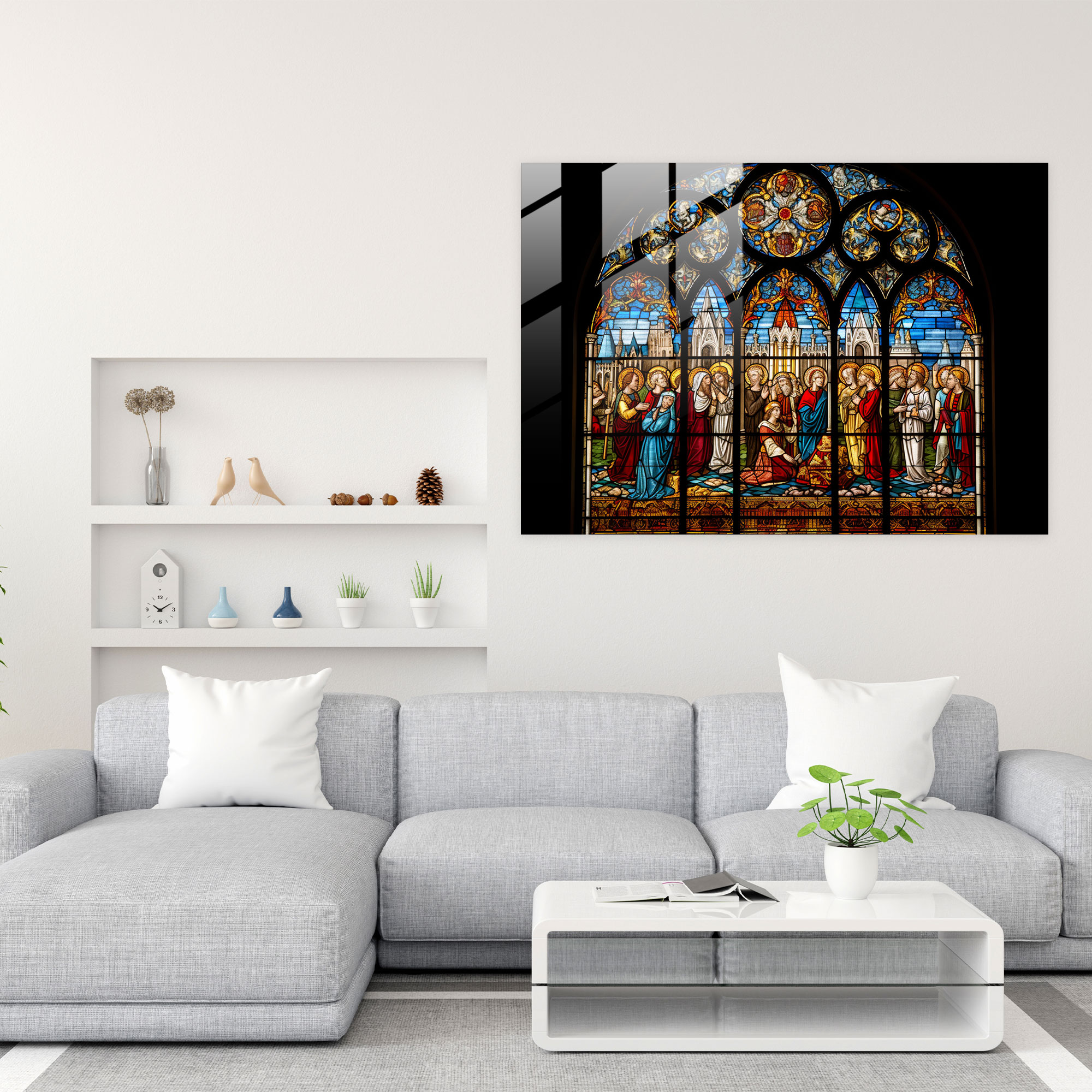 Medieval Stained Glass Print - Medieval, Spiritual Elegance, Modern Art, Biblical Scene