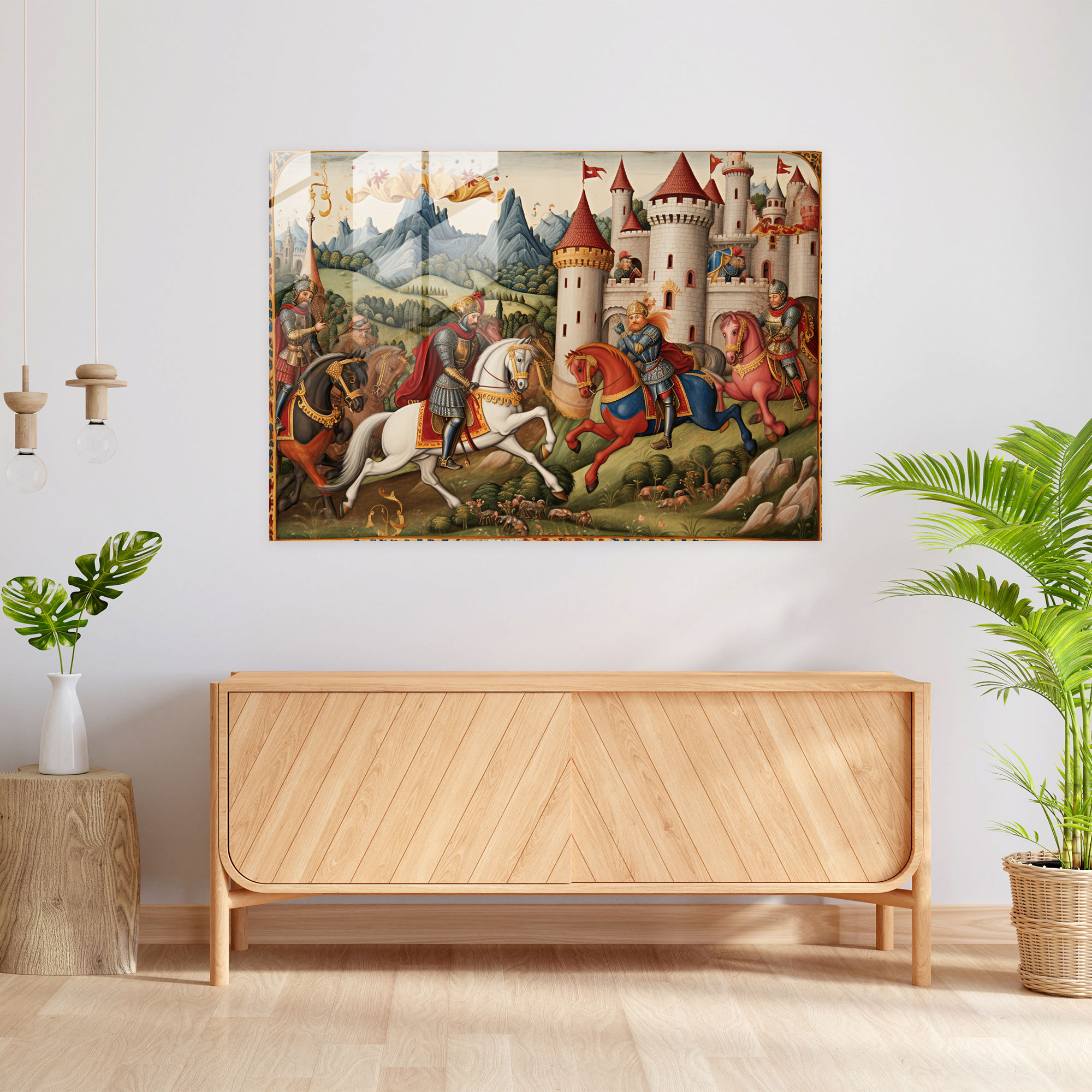 Medieval Jousting Glass Print - Medieval, Glass Art, Medieval Manuscript, Modern Art