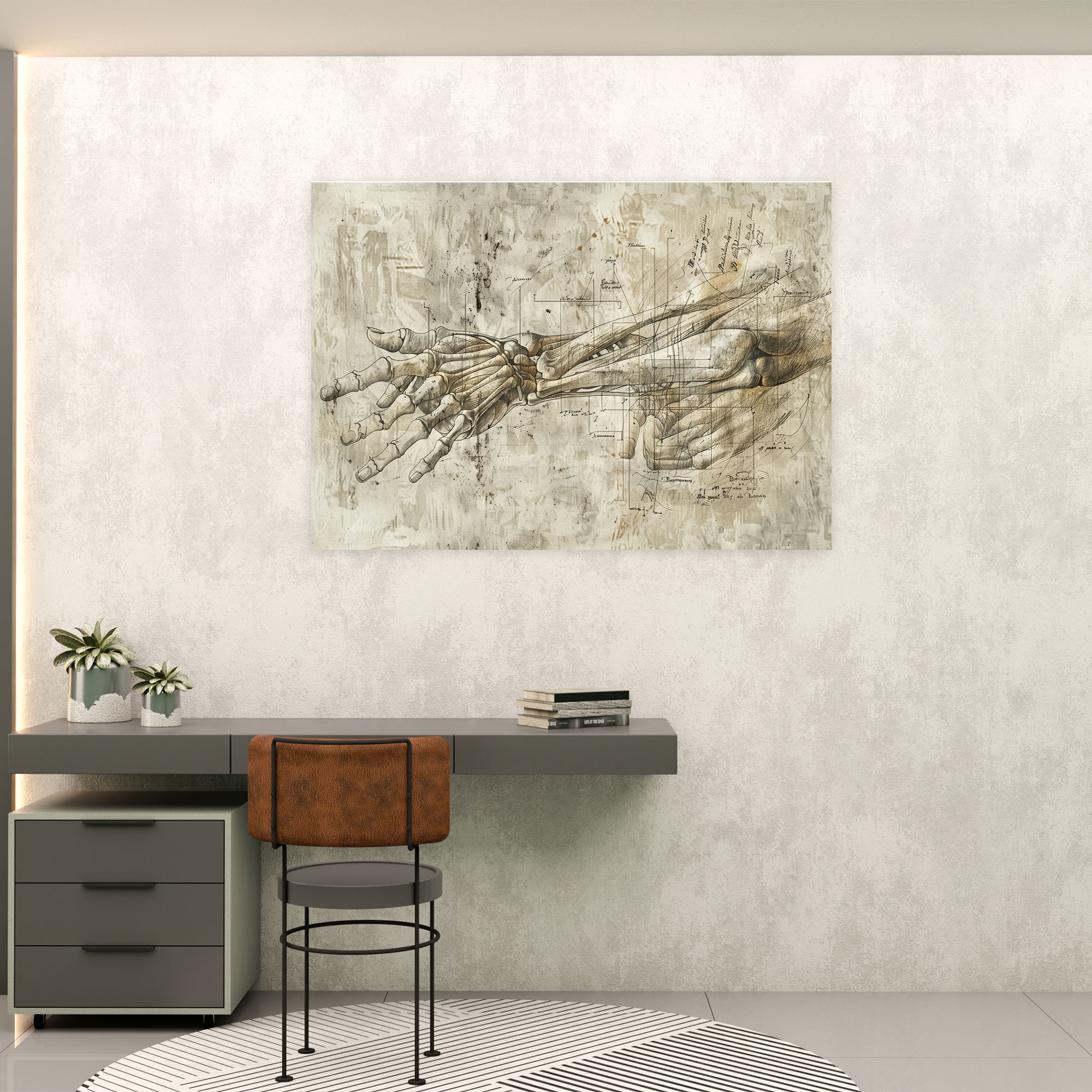 Michelangelo Detailed Anatomical Sketch Canvas Print - Michelangelo, Canvas, Canvas Print, Wall Decoration