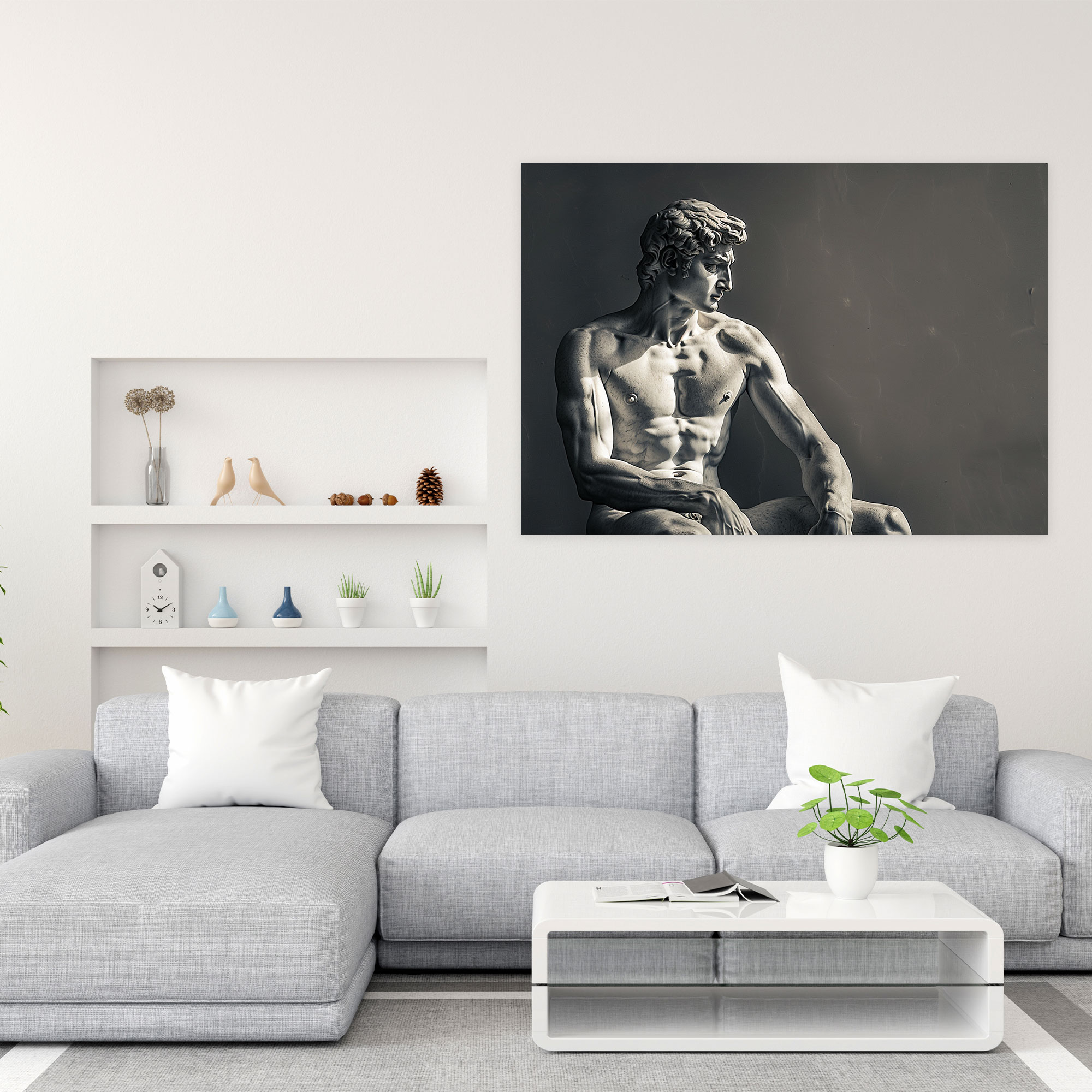Michelangelo Powerful Sculpture Canvas Print - Michelangelo, Wall Art, Canvas Wall Art, Michelangelo
