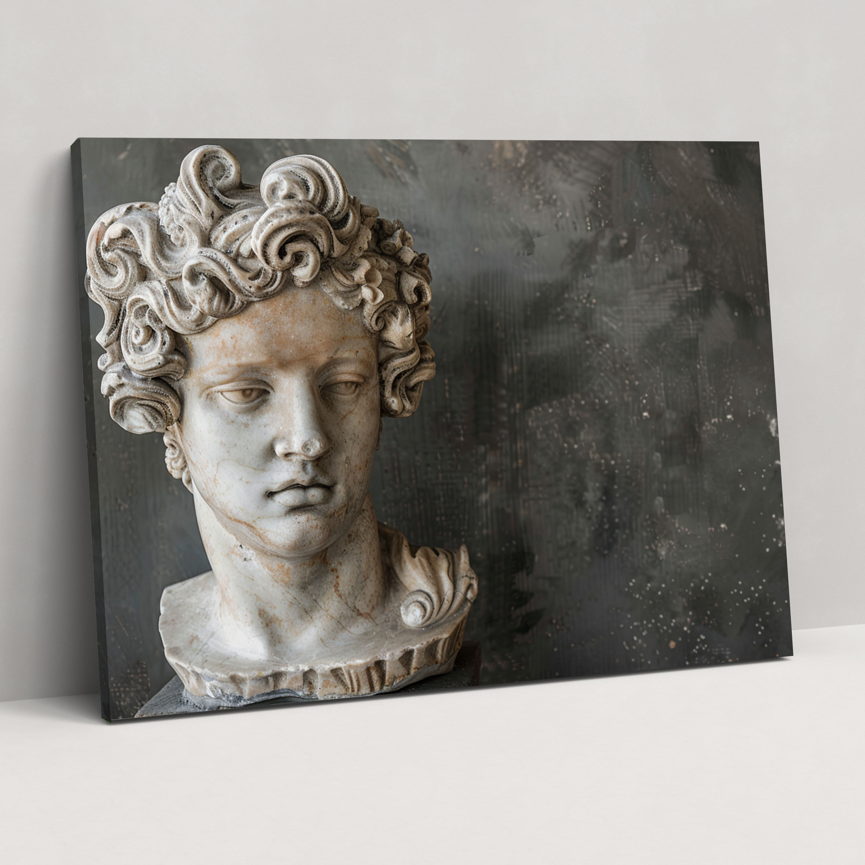 Michelangelo Wall Art - Intricate Marble Statue On Pedestal Canvas Print - Michelangelo, Canvas Print, Wall Decoration, Home Decoration