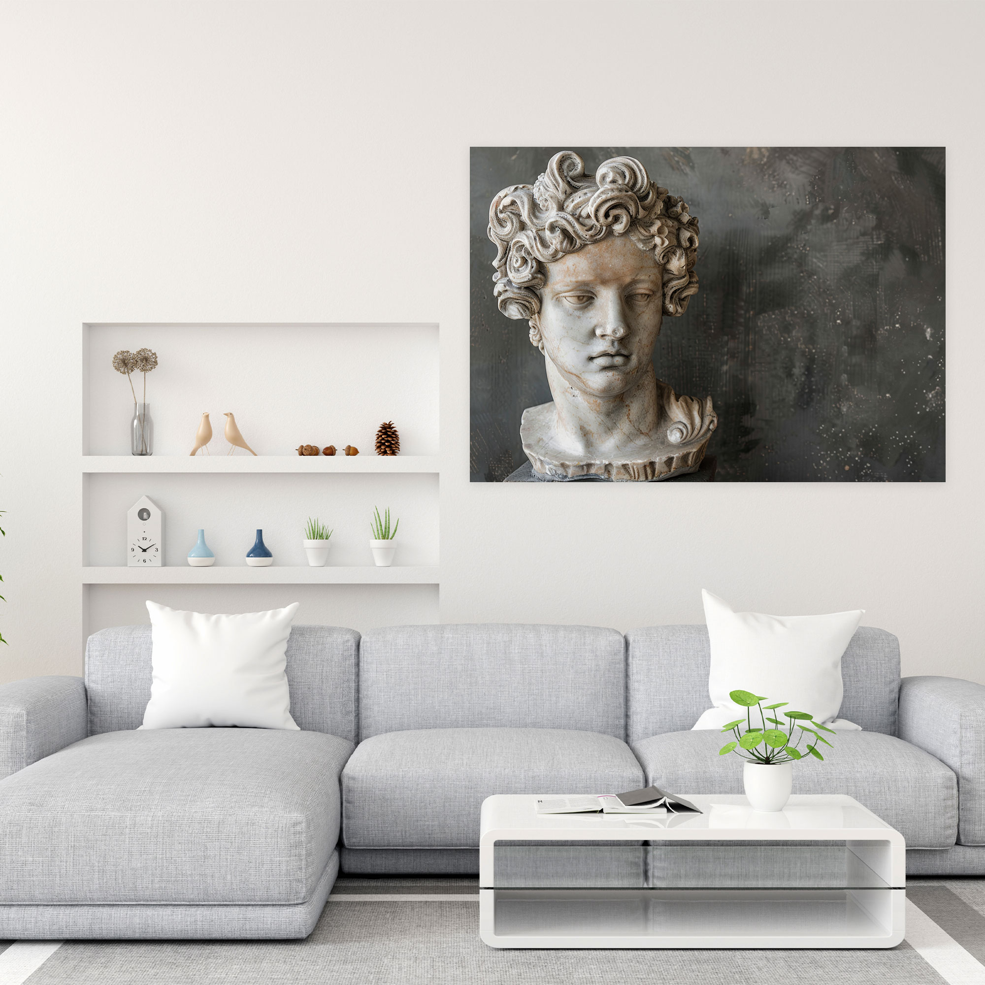 Michelangelo Wall Art - Intricate Marble Statue On Pedestal Canvas Print - Michelangelo, Canvas Print, Wall Decoration, Home Decoration