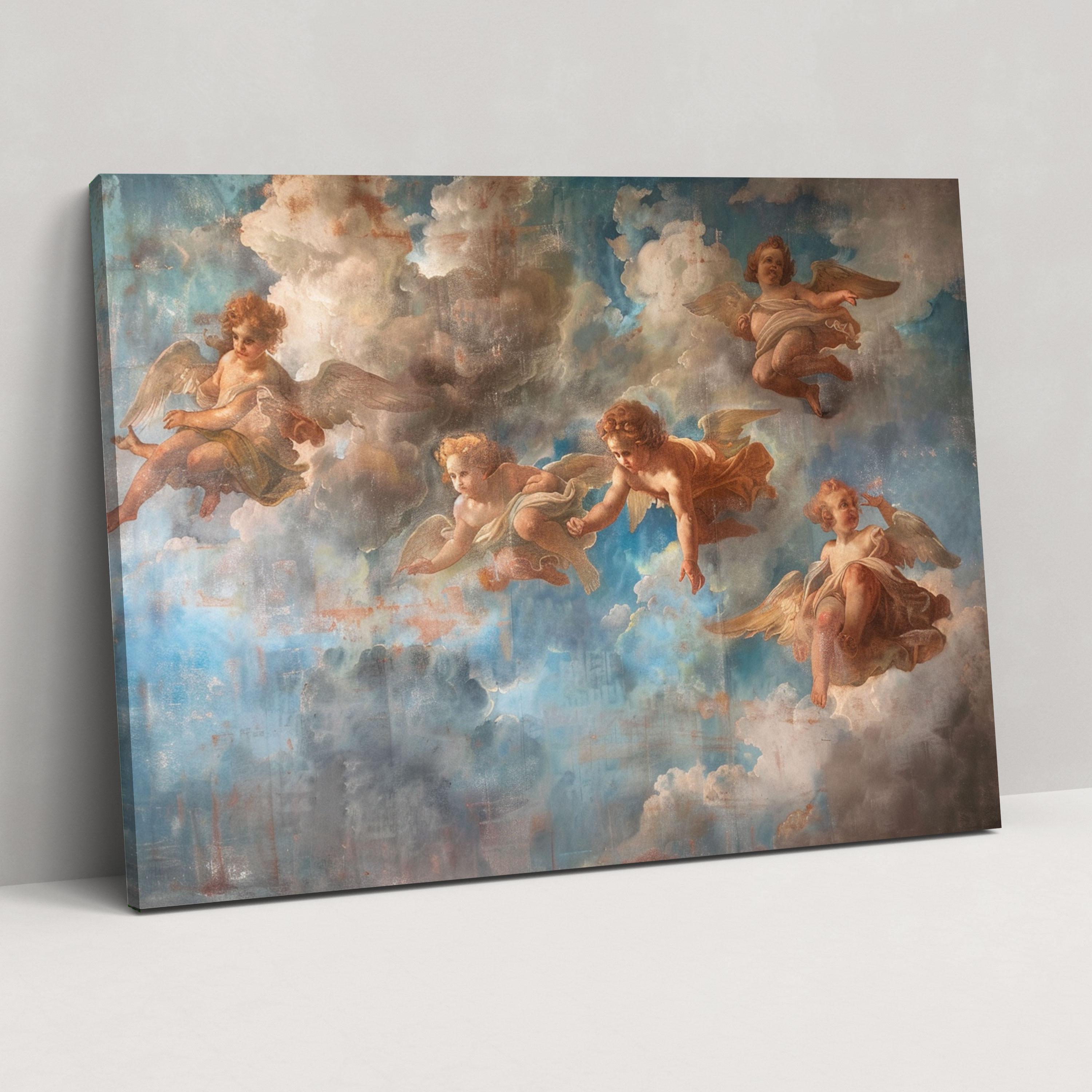 Michelangelo Wall Decoration – Angelic Figures Canvas Print - Michelangelo, Michelangelo, Wall Decoration, Canvas
