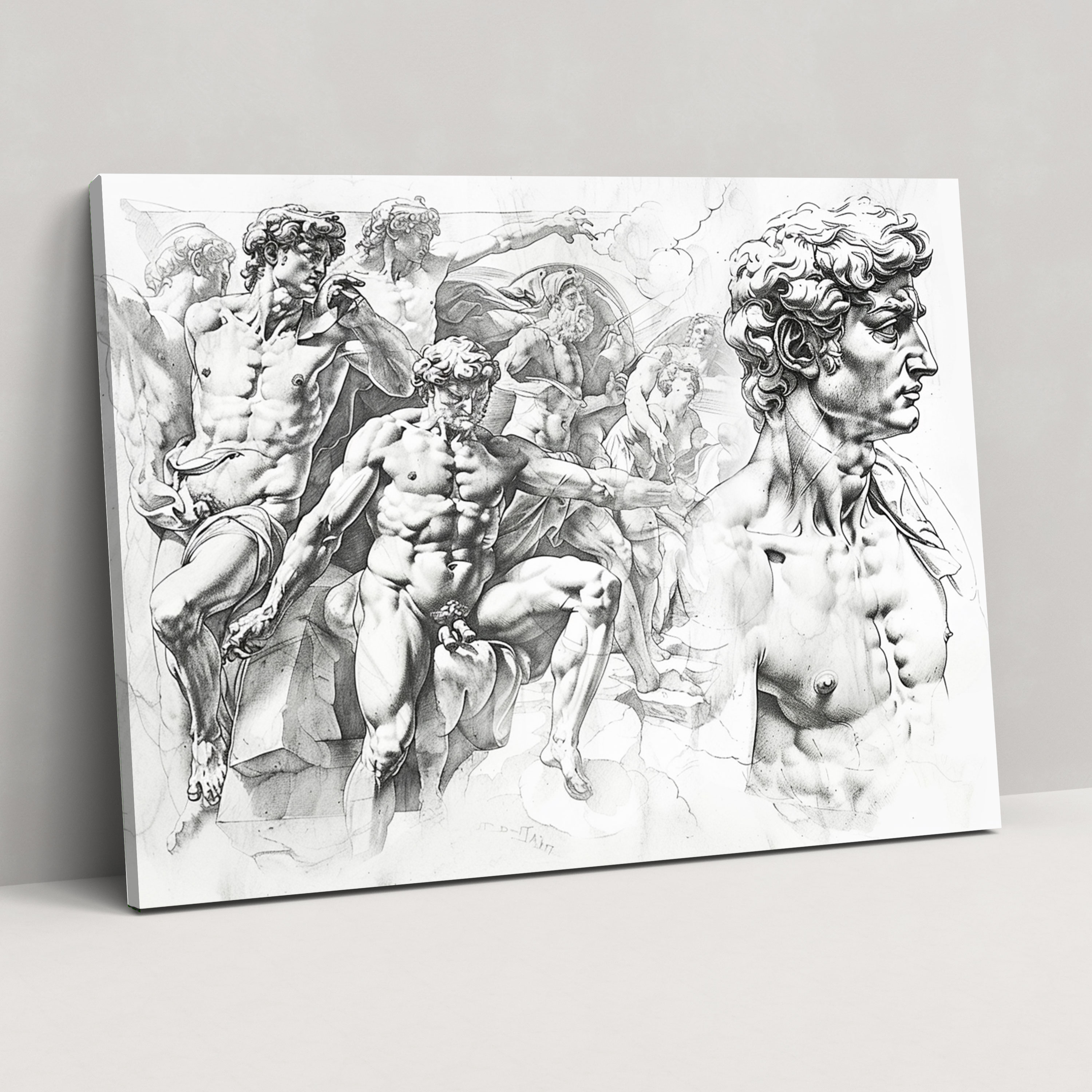 Michelangelo Artistic Sketches Wall Decoration - Michelangelo, Artistic Sketches, Canvas Wall Art, Wall Decoration