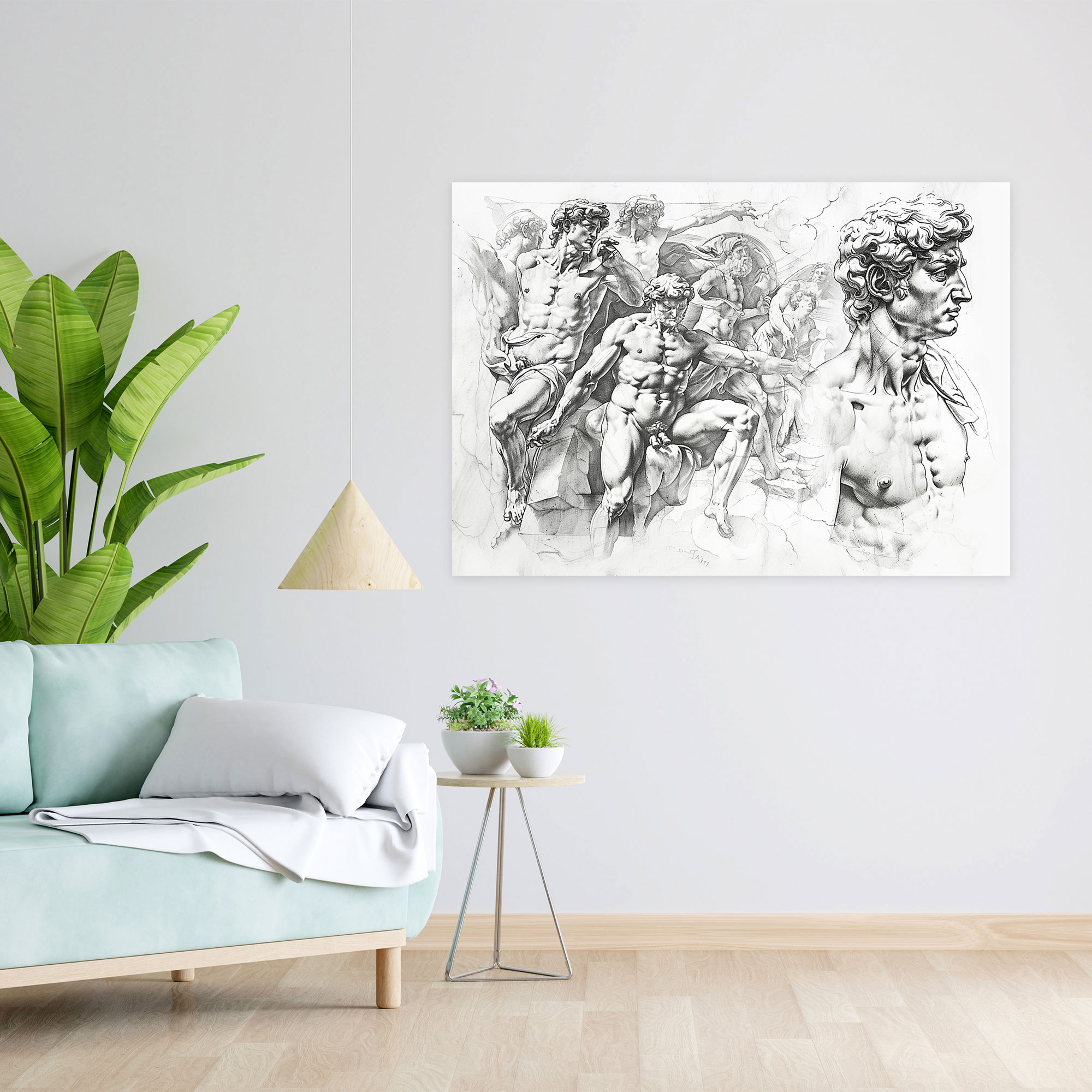 Michelangelo Artistic Sketches Wall Decoration - Michelangelo, Artistic Sketches, Canvas Wall Art, Wall Decoration