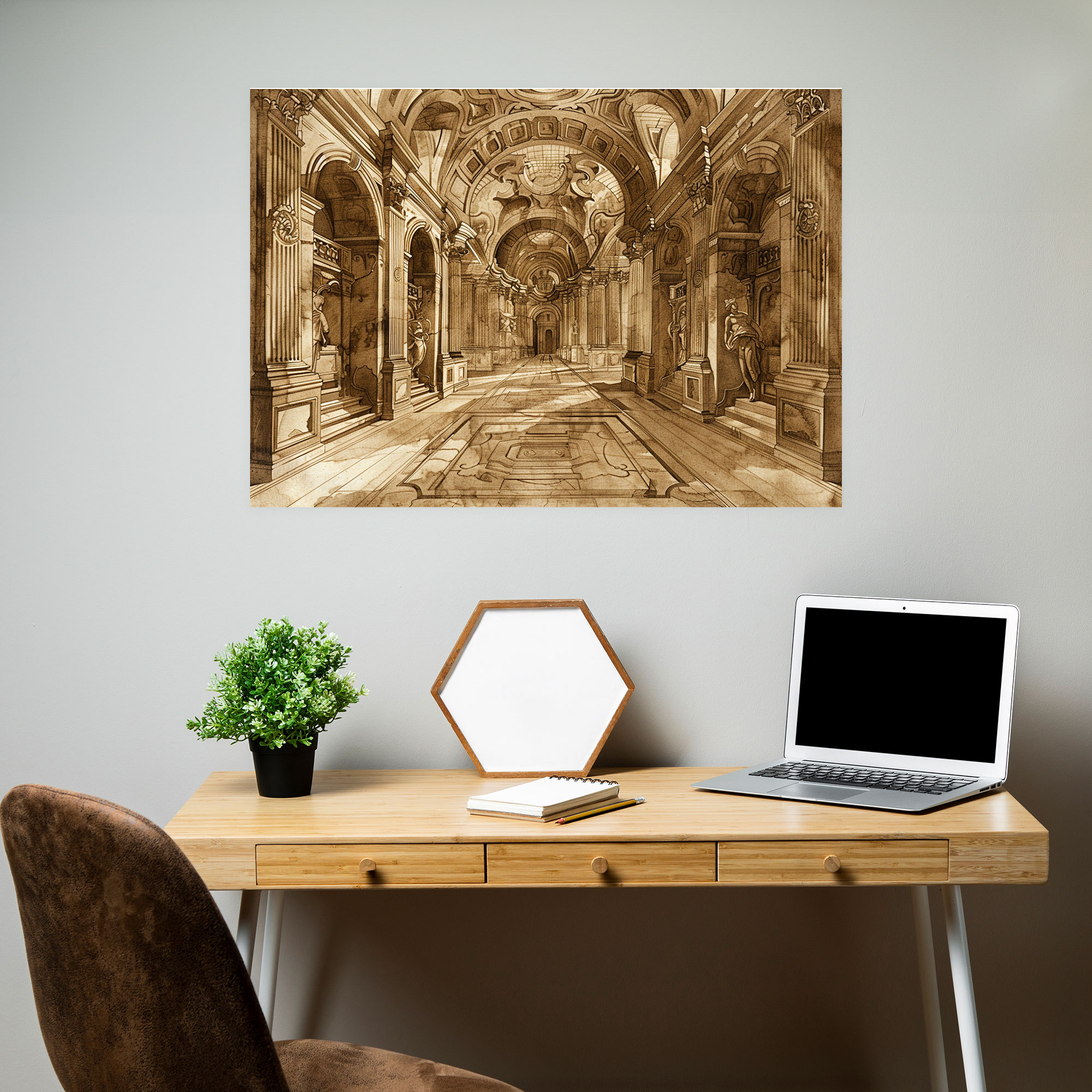 Michelangelo Architectural Drawing Canvas Print - Michelangelo, Wall Art, Canvas Print, Canvas Wall Art