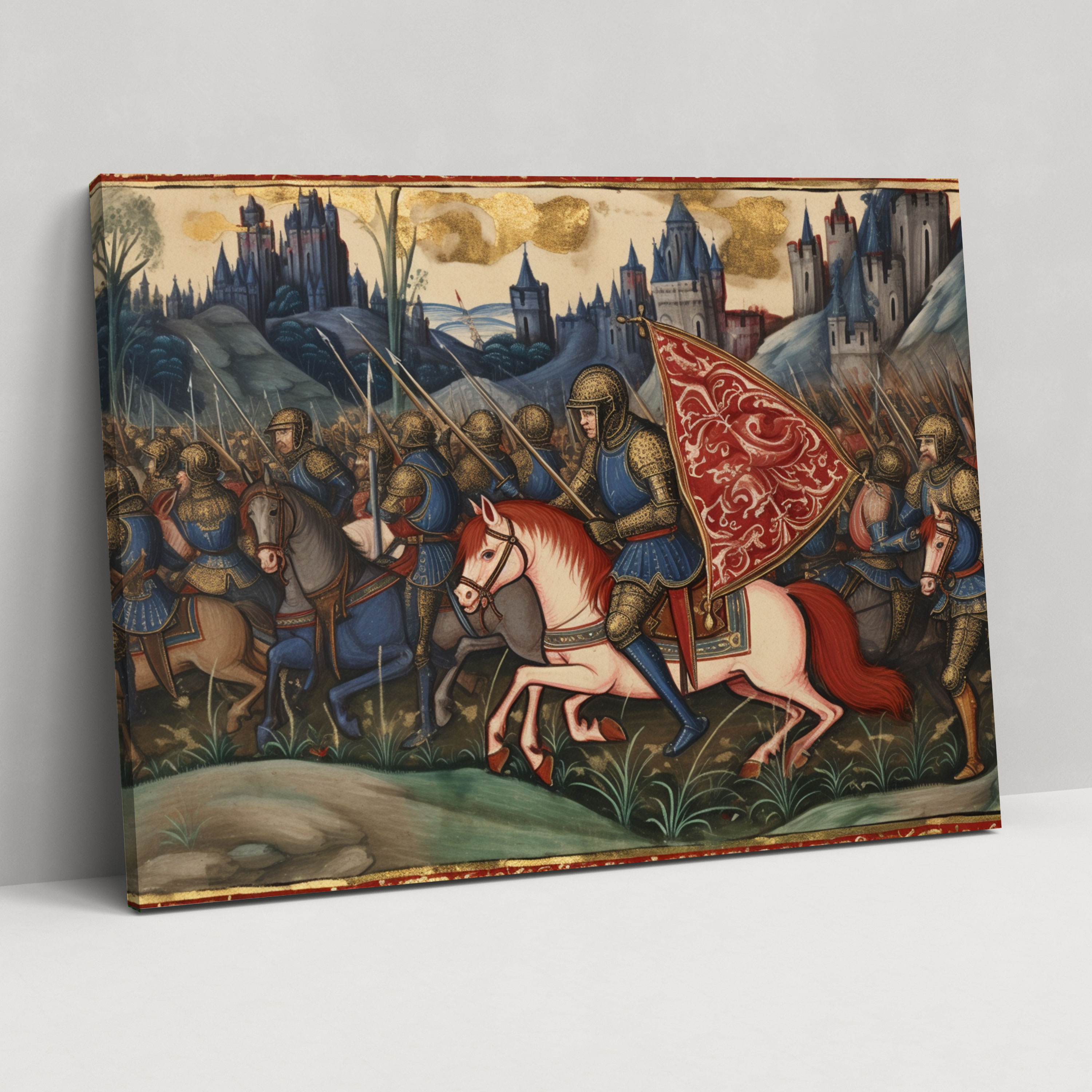 Mittelalterliche Wandkunst: Ritterkampf - Mittelalter Wanddekoration Leinwandbild