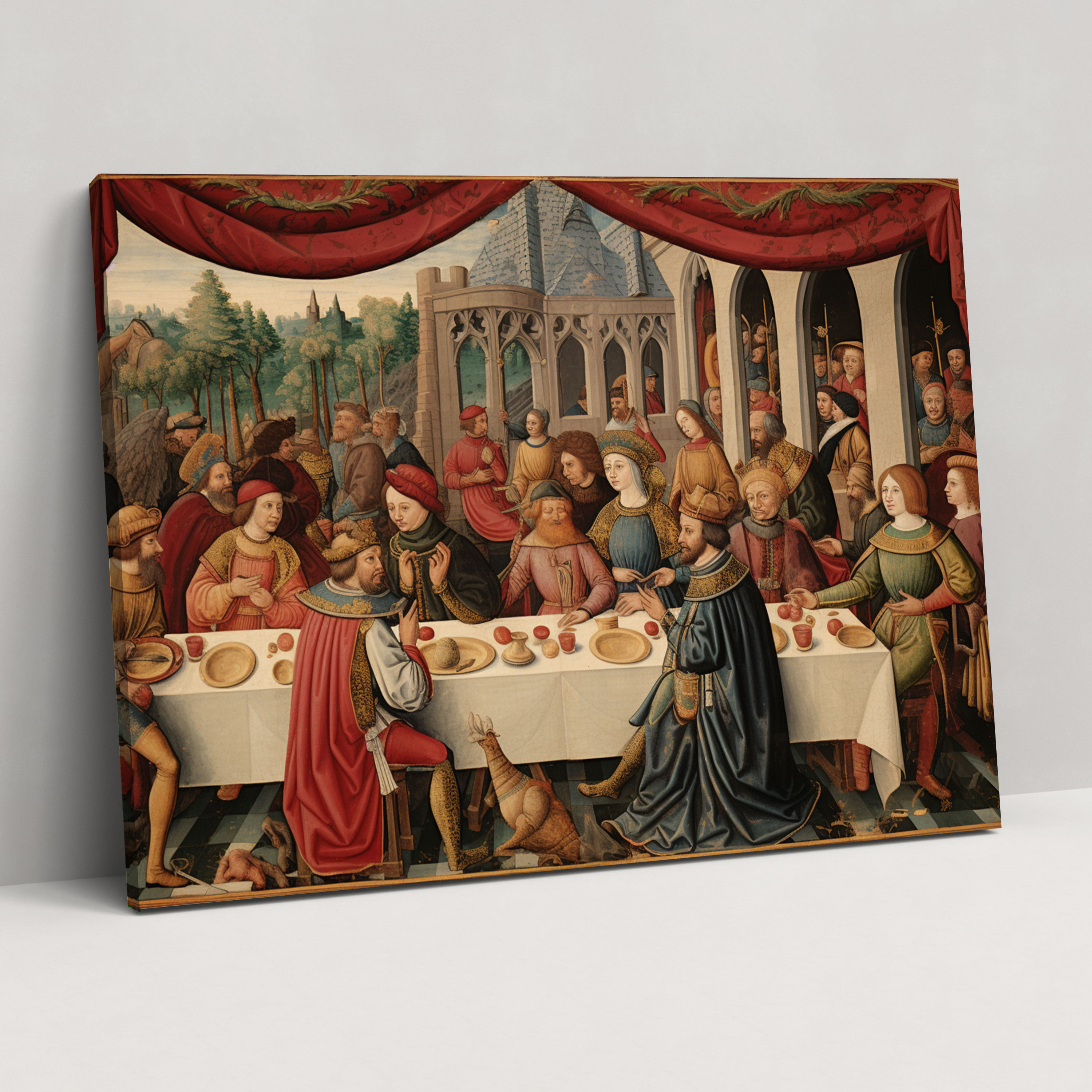 Medieval Canvas Print - Vibrant Banquet - Medieval, Tapestry, Music, Wall Art