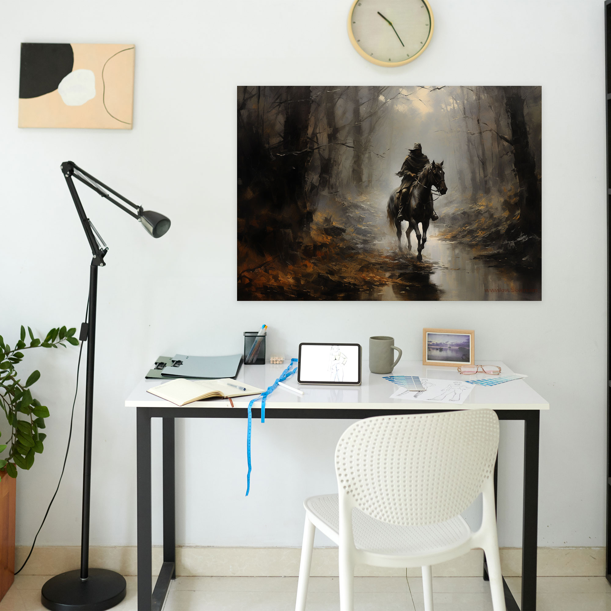 Medieval Knight Riding Canvas Print - Medieval, Forest, Horseback, Canvas Print
