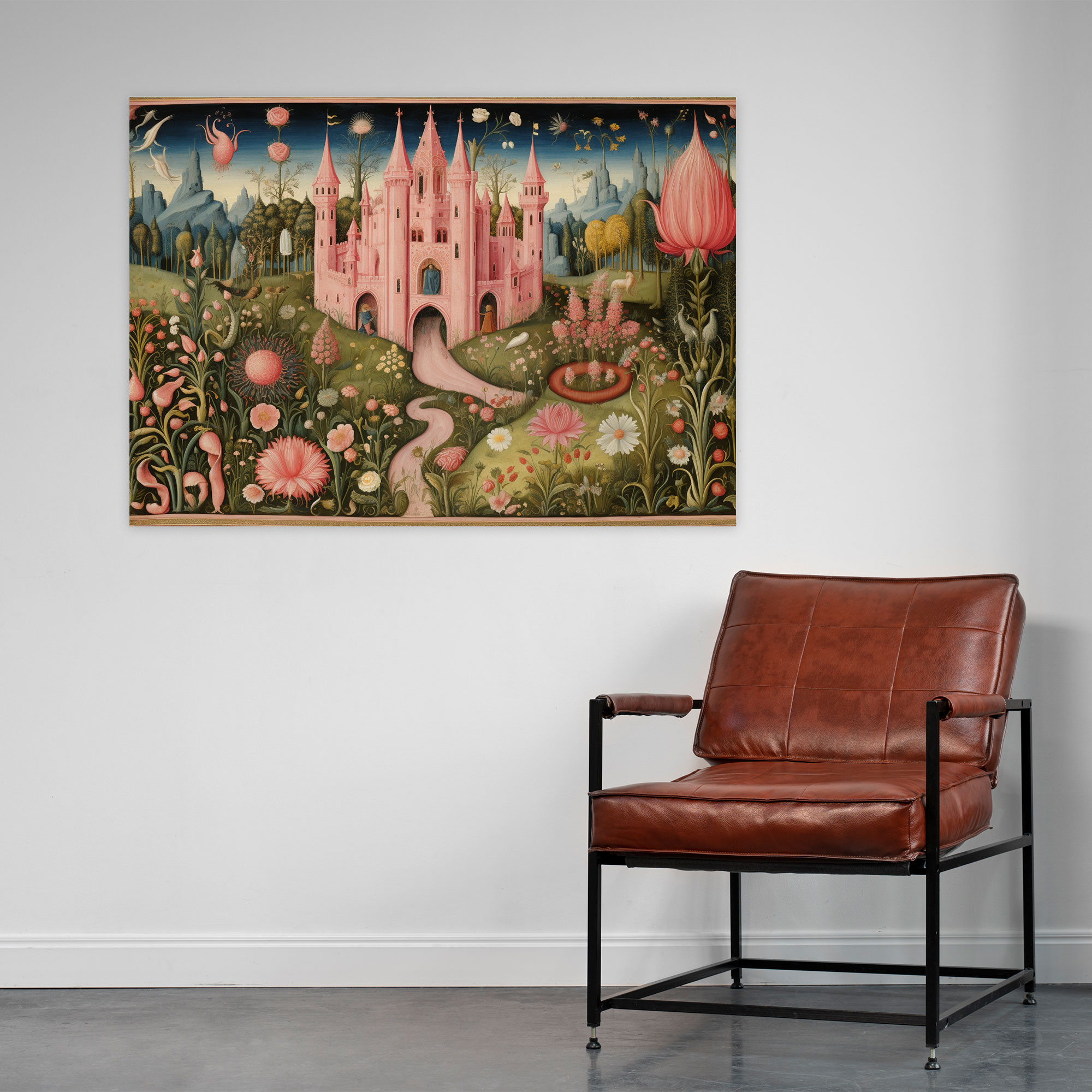 Medieval Garden Wall Decoration - Medieval, Manuscript Illumination, Rich Colors, Canvas