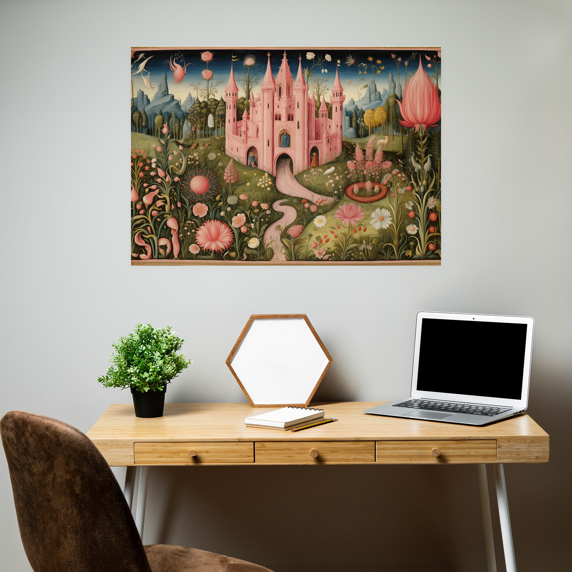 Medieval Garden Wall Decoration - Medieval, Manuscript Illumination, Rich Colors, Canvas