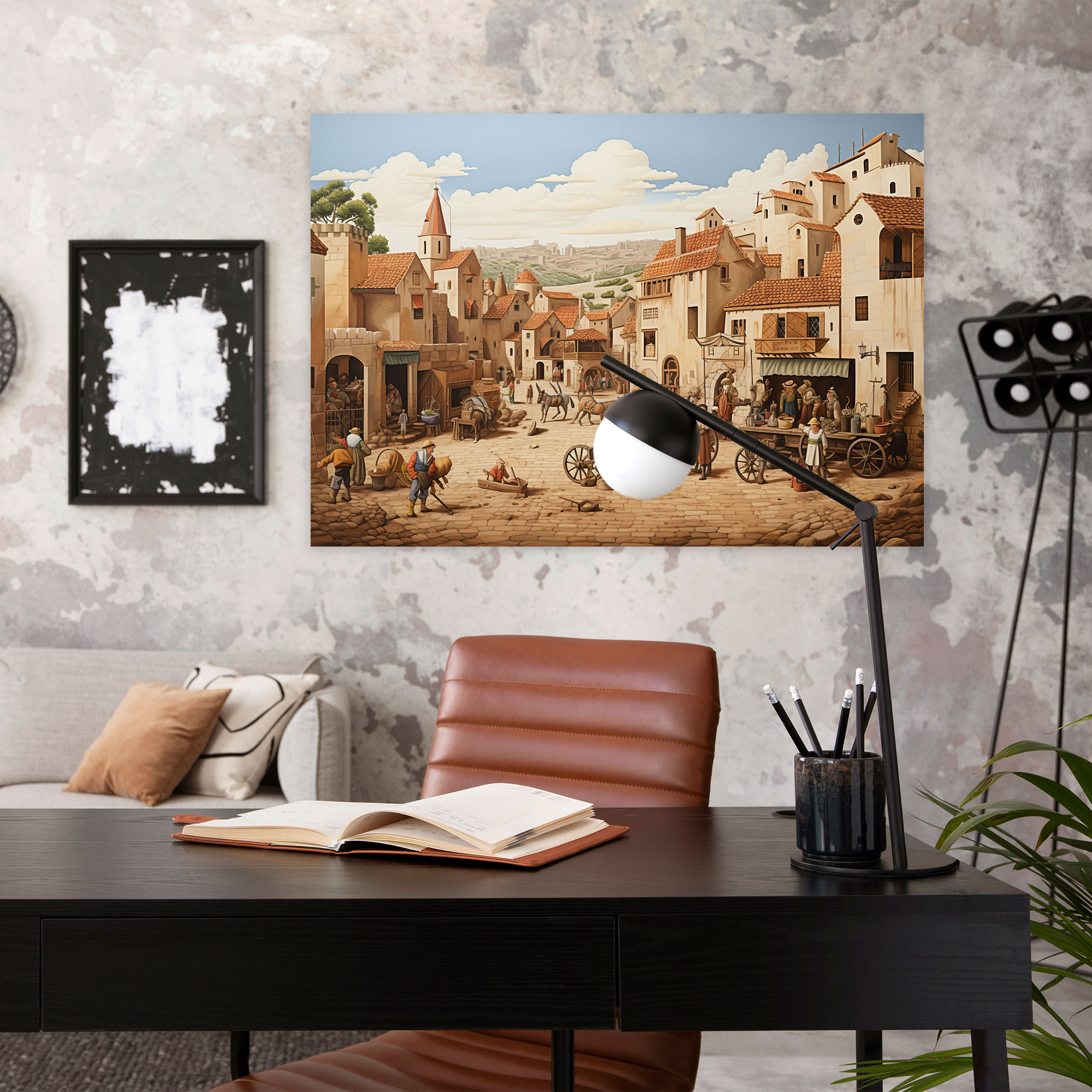 Medieval Village Wall Art - Medieval, Wall Decoration, Mural Painting, Nostalgia