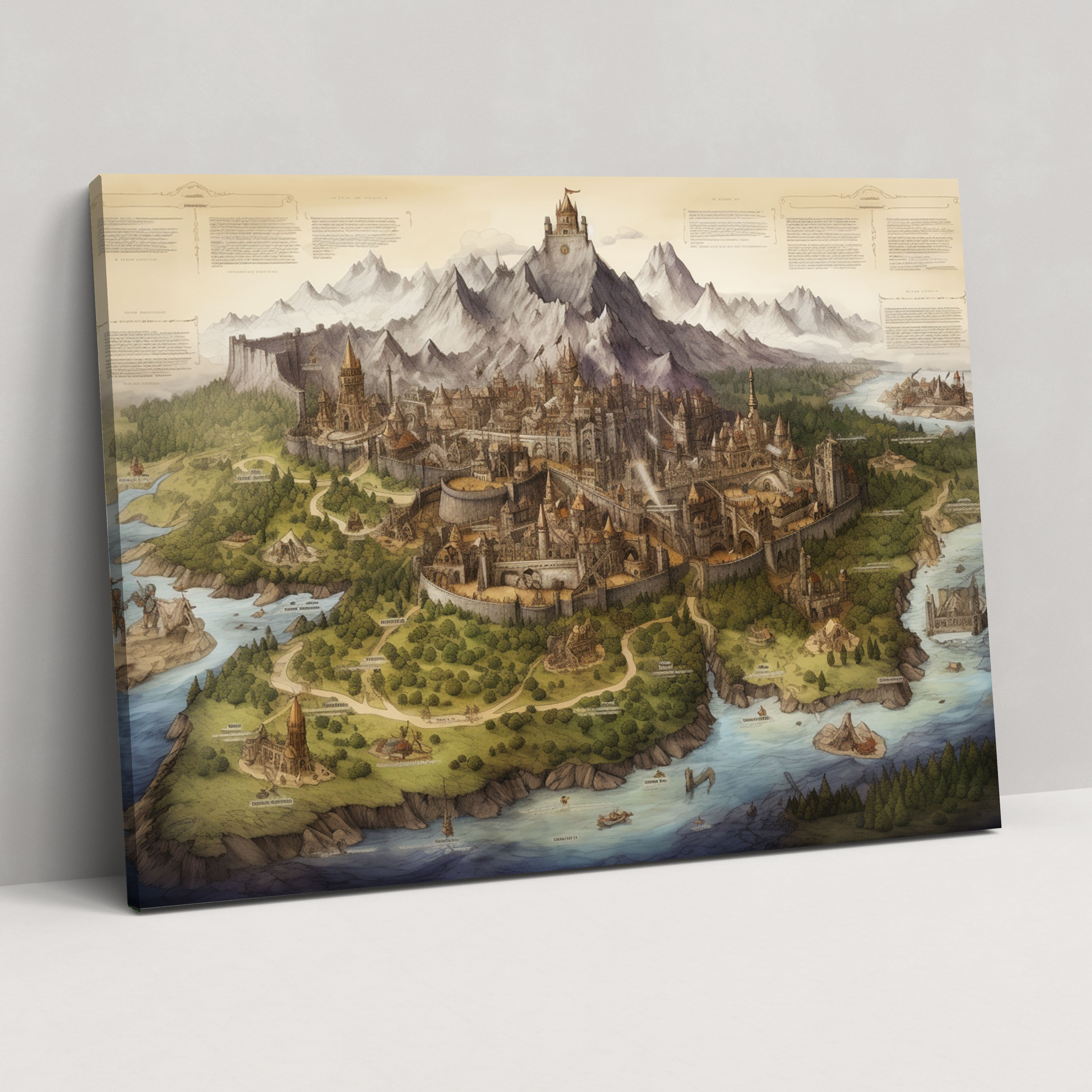 Medieval Kingdom Map Canvas Print - Medieval, Canvas Print, Wall Decoration, Canvas Wall Art