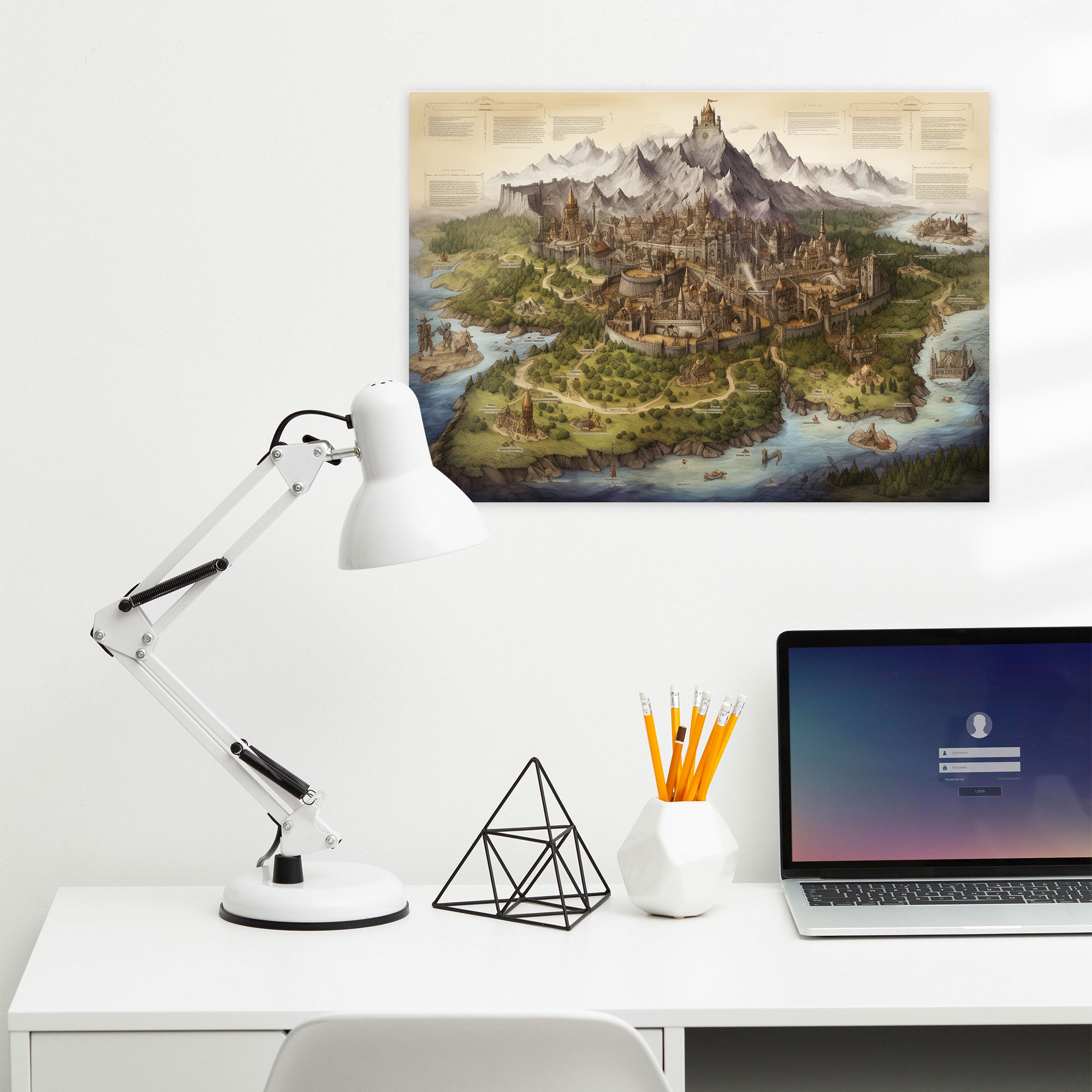 Medieval Kingdom Map Canvas Print - Medieval, Canvas Print, Wall Decoration, Canvas Wall Art