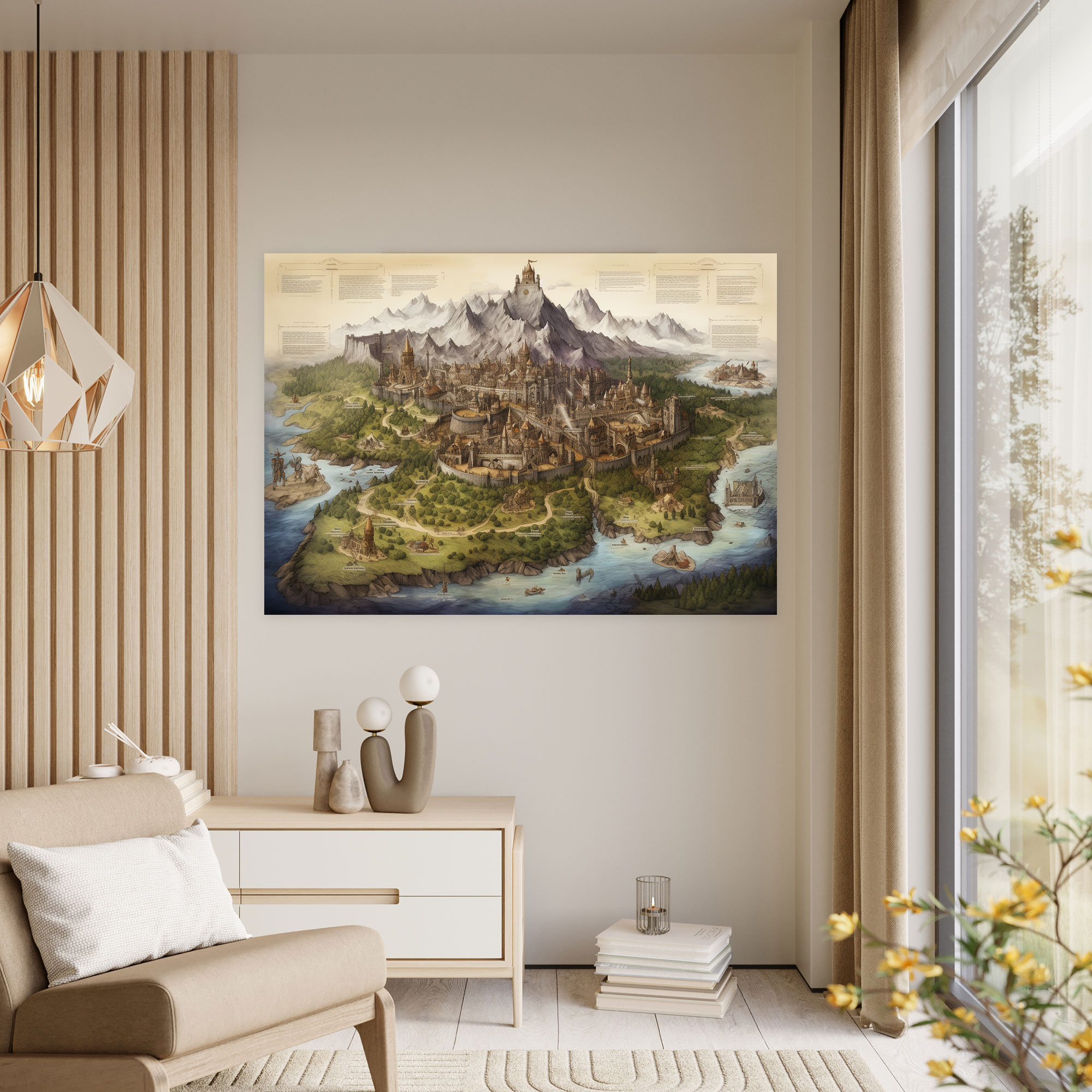 Medieval Kingdom Map Canvas Print - Medieval, Canvas Print, Wall Decoration, Canvas Wall Art