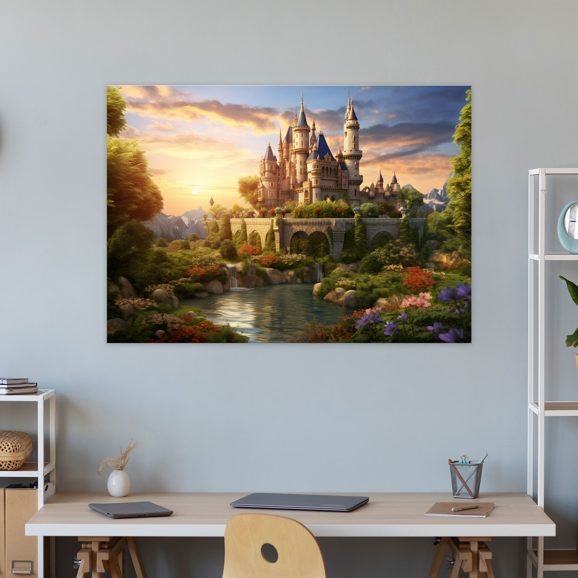 Medieval Castle At Sunset Canvas Print - Medieval, Canvas Wall Art, Wall Decoration, Wall Art