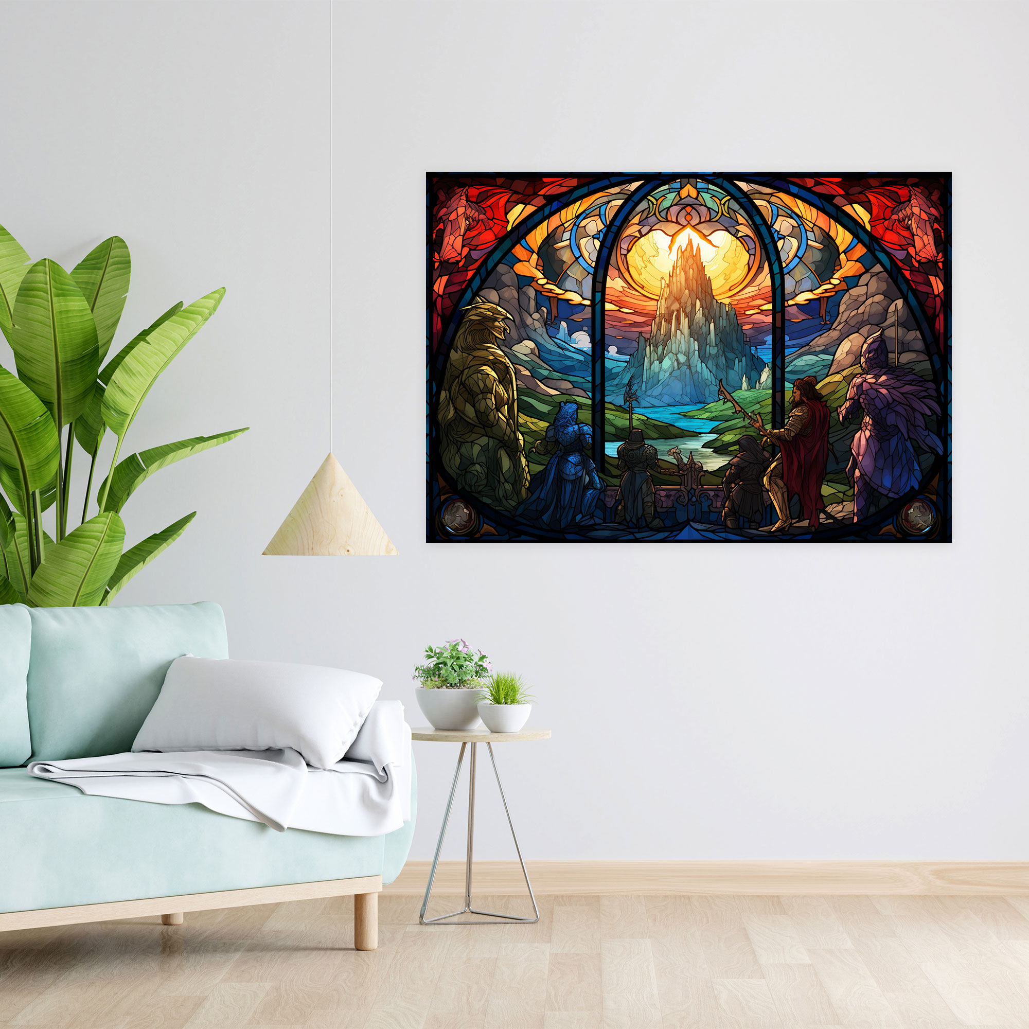 Medieval Canvas Print: Stained Glass Window Style Wall Art - Medieval, Canvas Wall Art, Medieval, Medieval Castles
