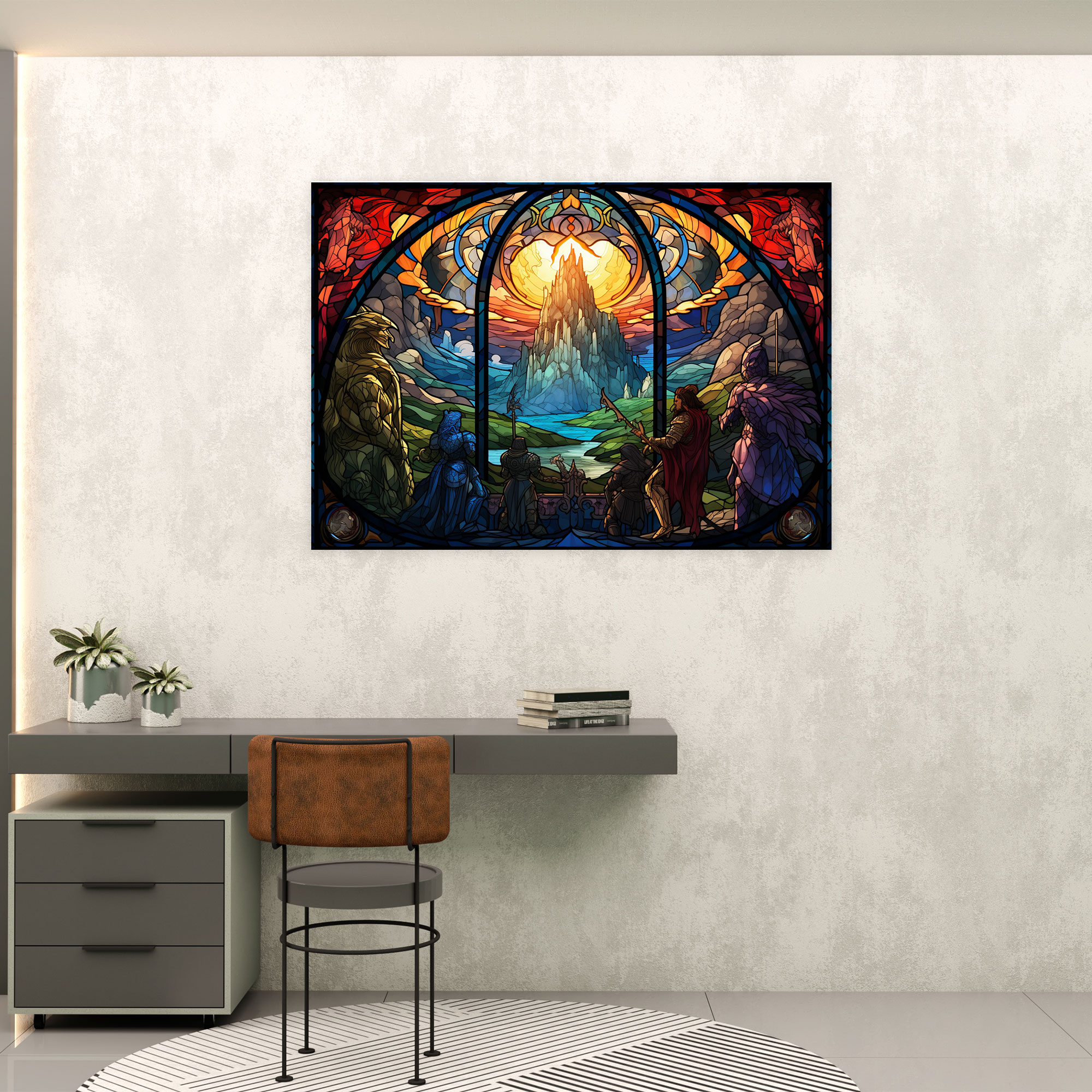 Medieval Canvas Print: Stained Glass Window Style Wall Art - Medieval, Canvas Wall Art, Medieval, Medieval Castles