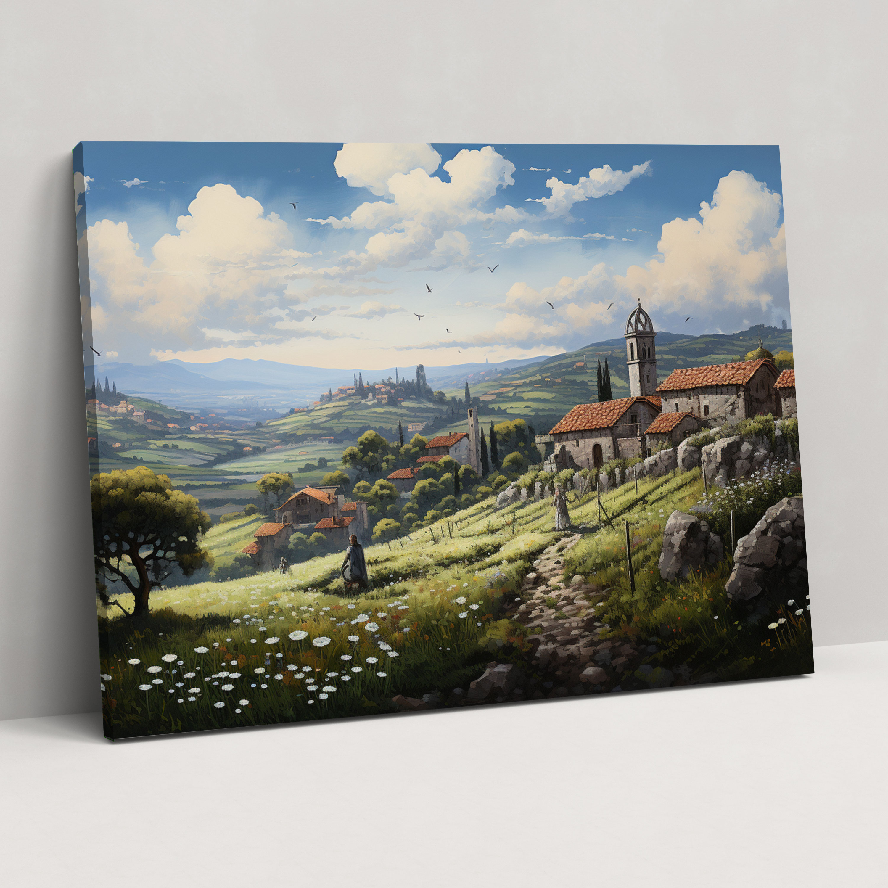 Medieval Canvas Print: Acrylic Painting Wall Art - Medieval, Medieval Landscapes, Warm Colors, Wall Decoration